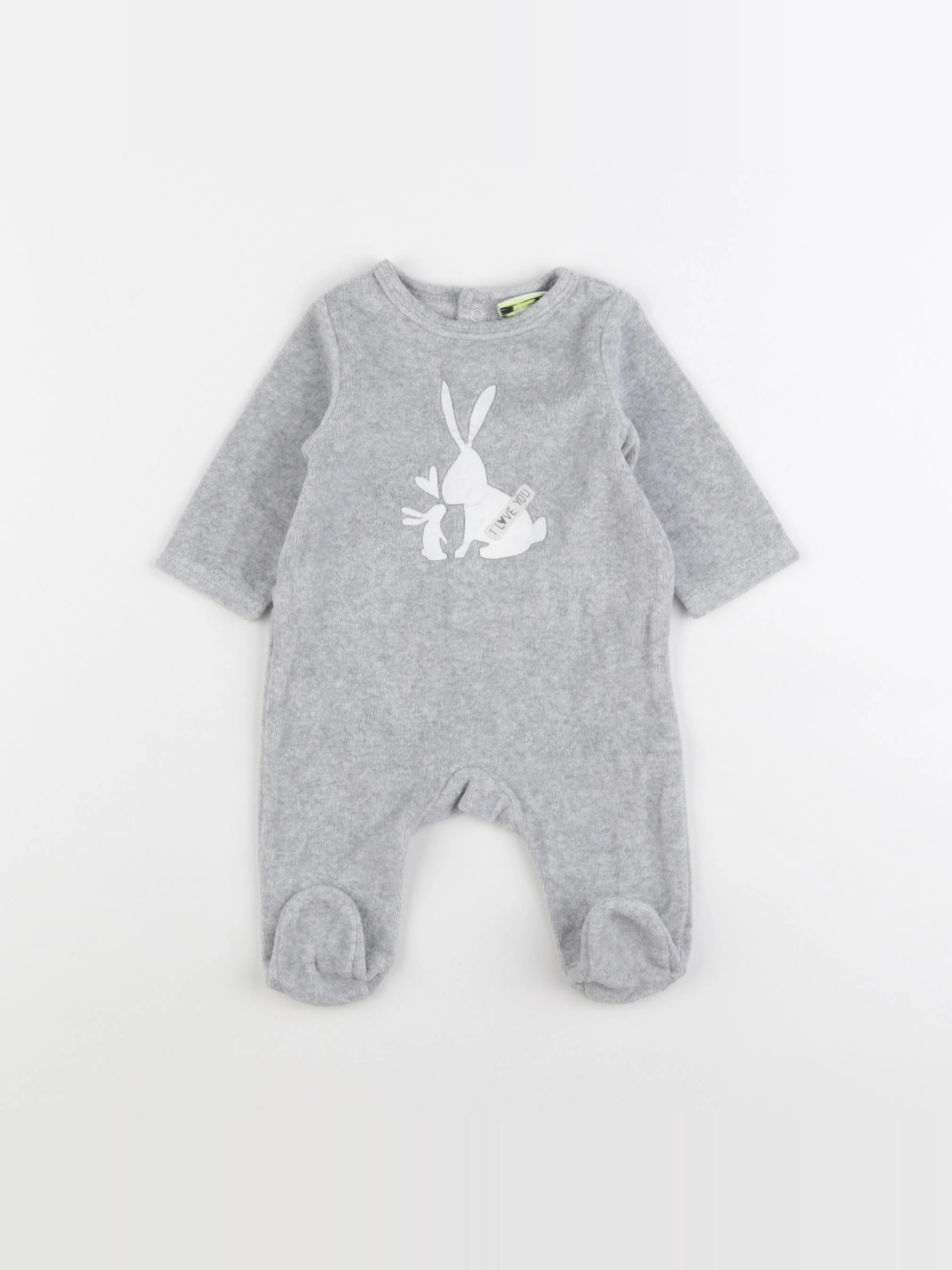 Tape à l'oeil - pyjama velours gris - 1 mois