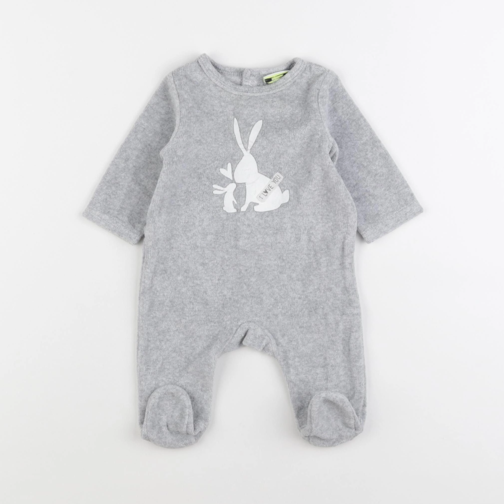 Tape à l'oeil - pyjama velours gris - 1 mois