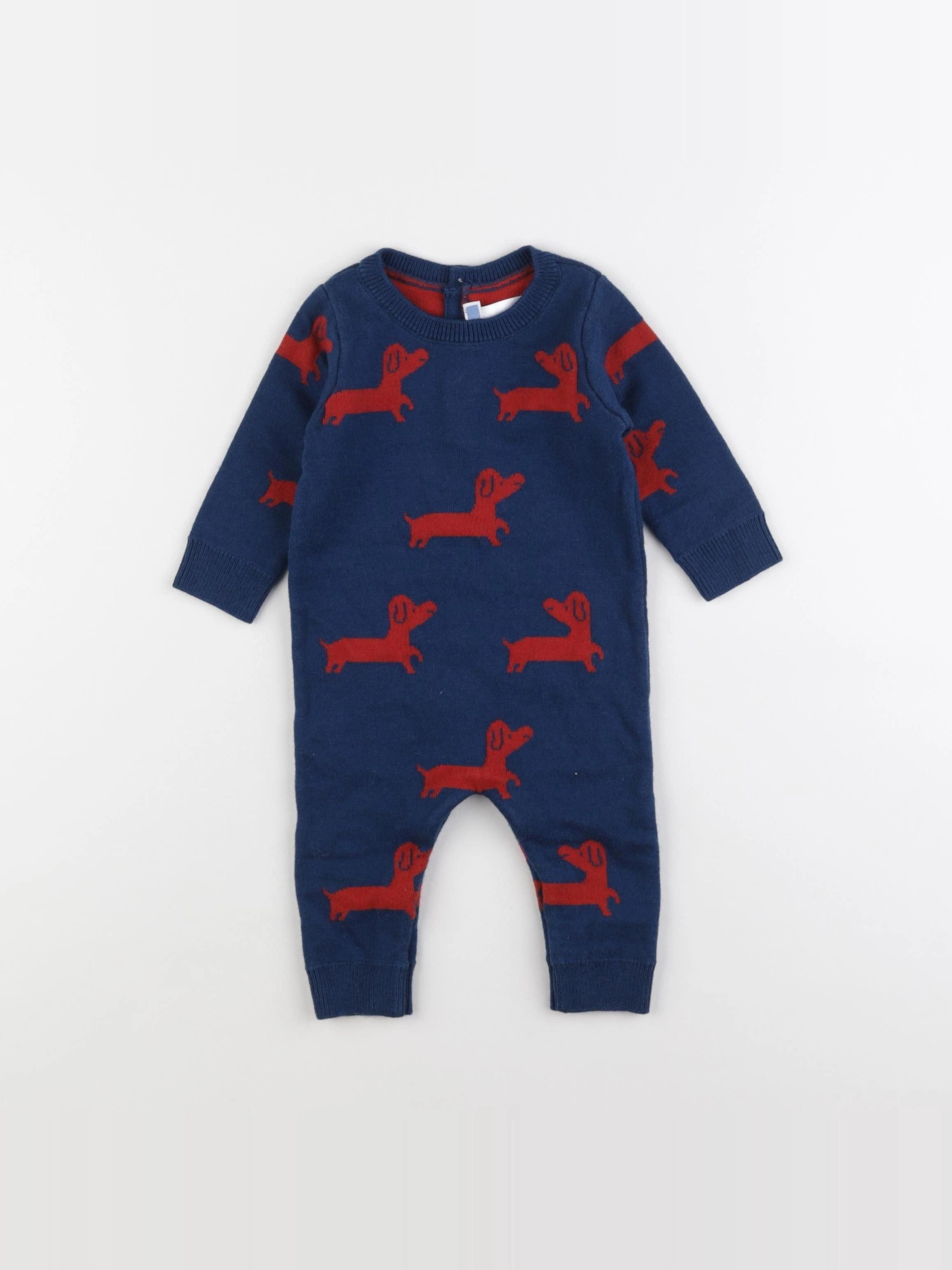 Jacadi - combinaison bleu, rouge - 6 mois