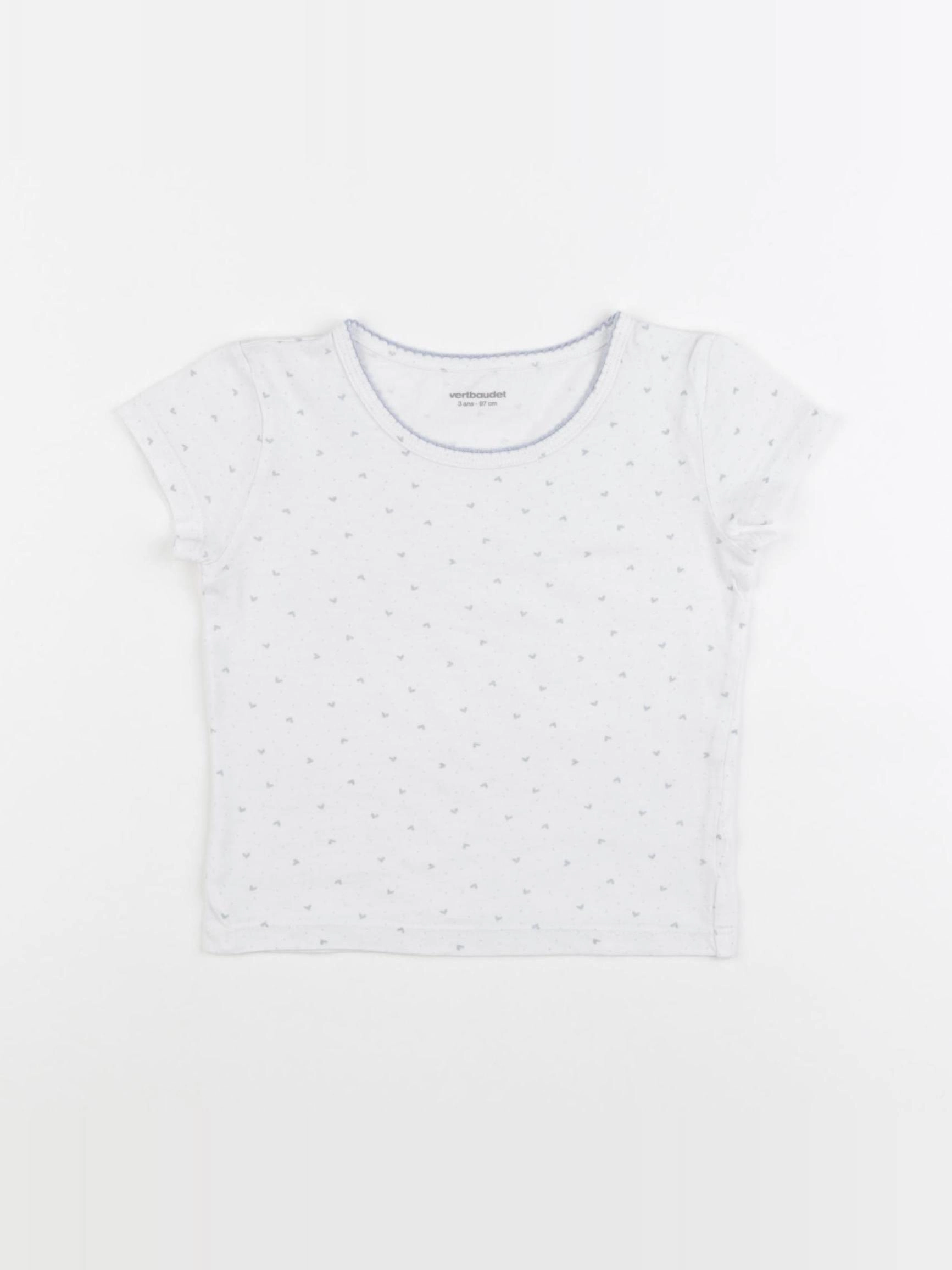 Vertbaudet - maillot de corps blanc, bleu - 3 ans