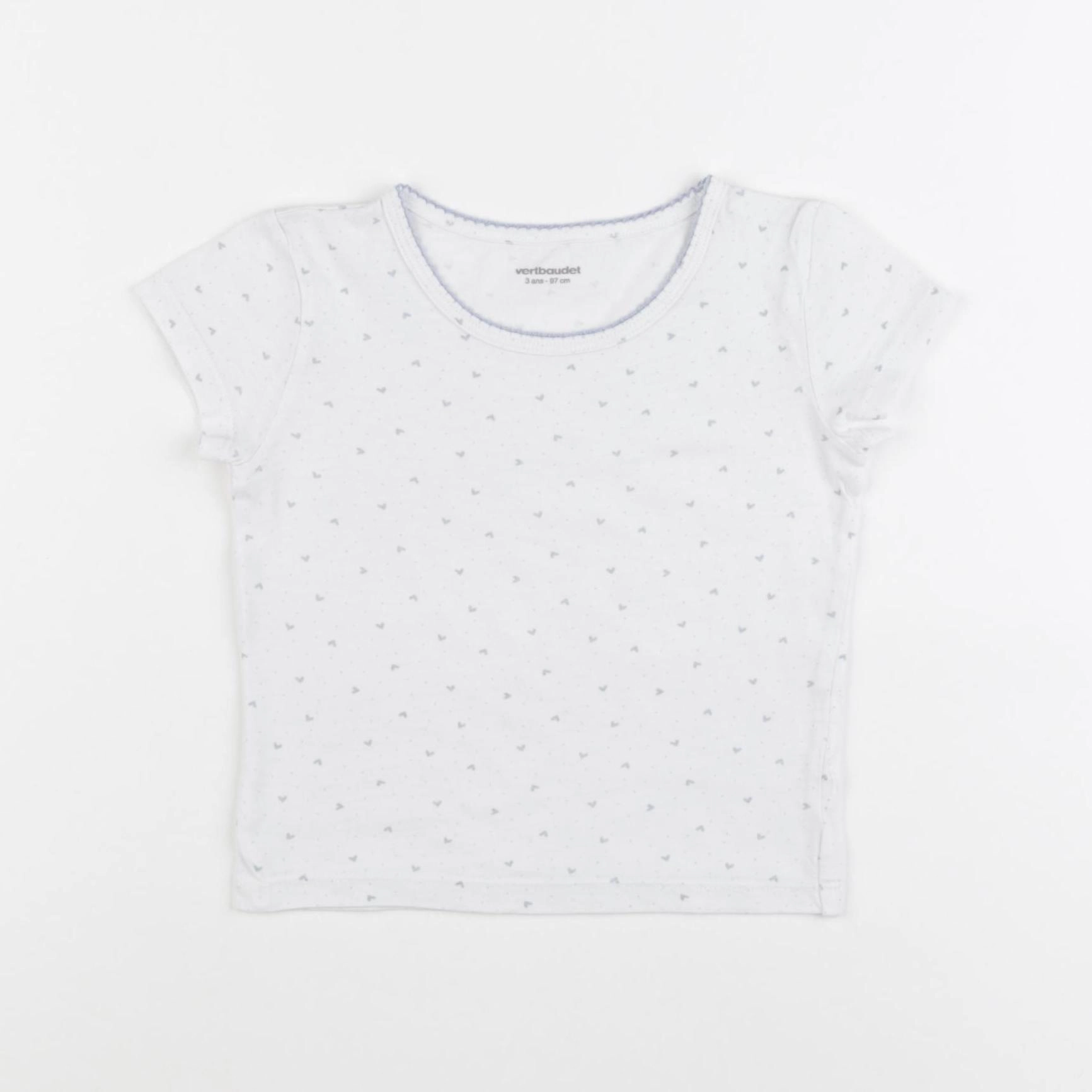 Vertbaudet - maillot de corps blanc, bleu - 3 ans