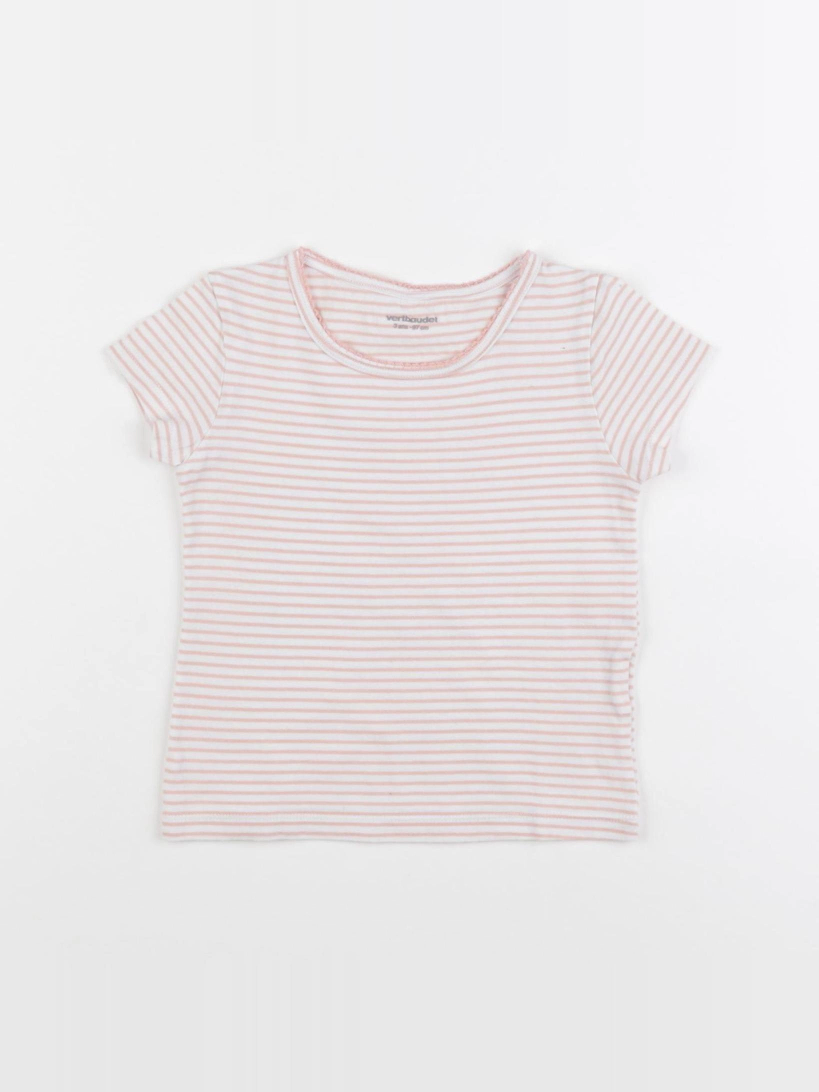 Vertbaudet - maillot de corps rose, blanc - 3 ans