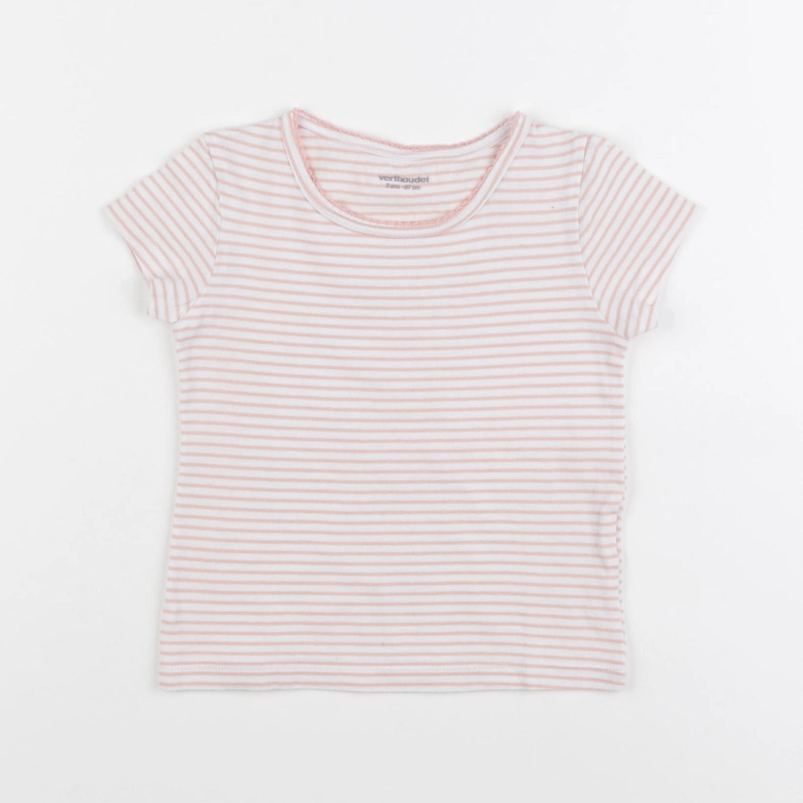 Vertbaudet - maillot de corps rose, blanc - 3 ans