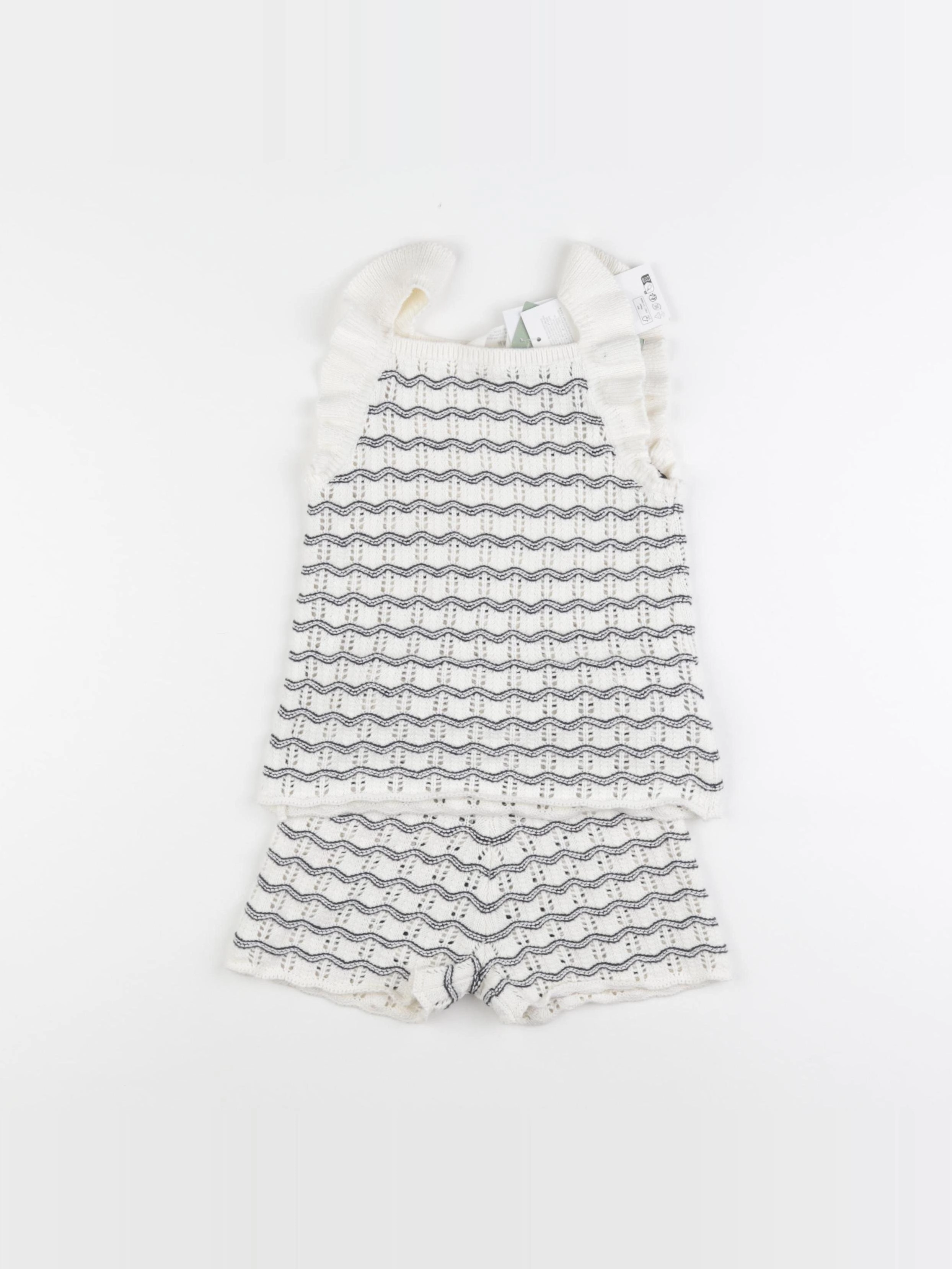 H&M - ensemble blanc, bleu (état neuf) - 4/5 ans