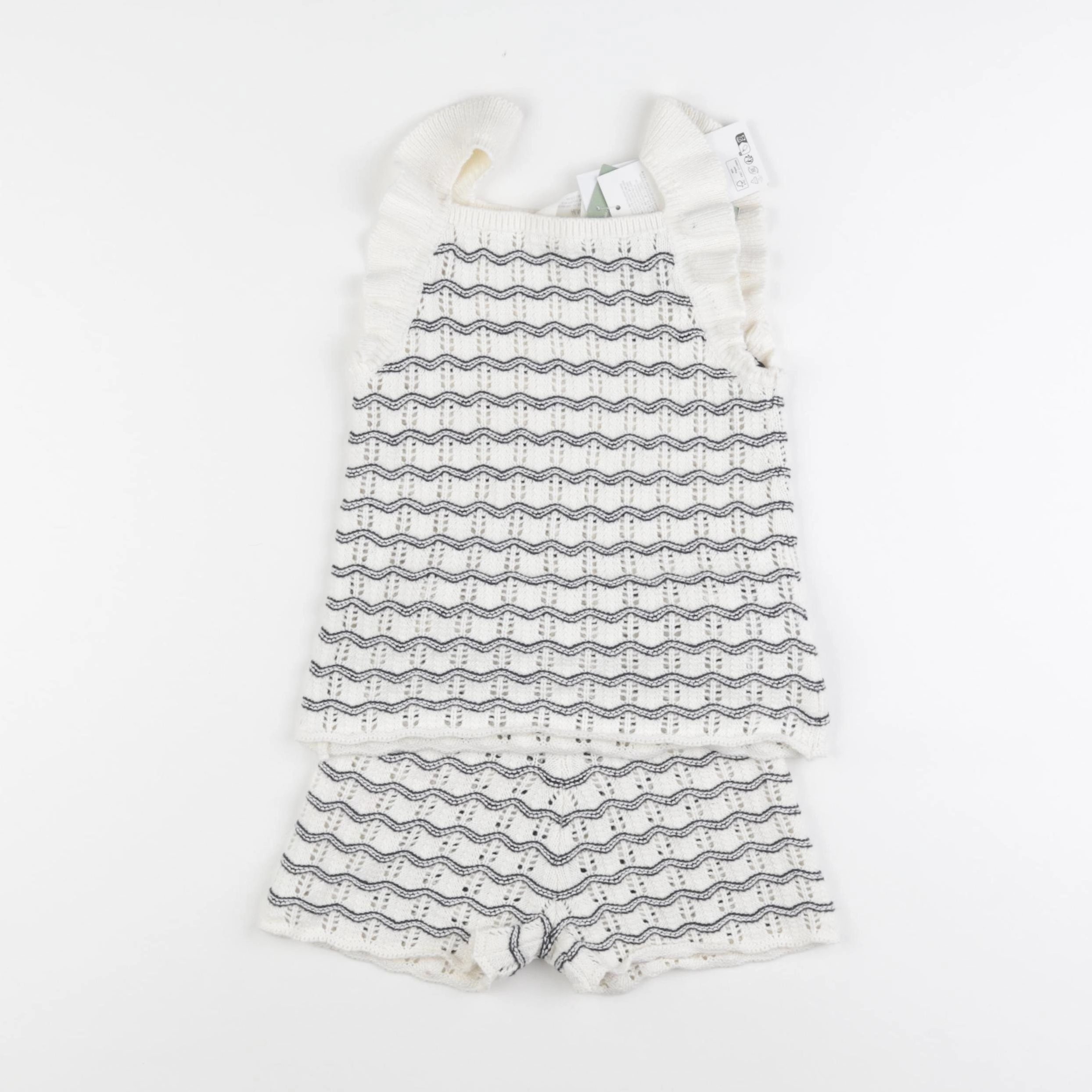H&M - ensemble blanc, bleu (état neuf) - 4/5 ans