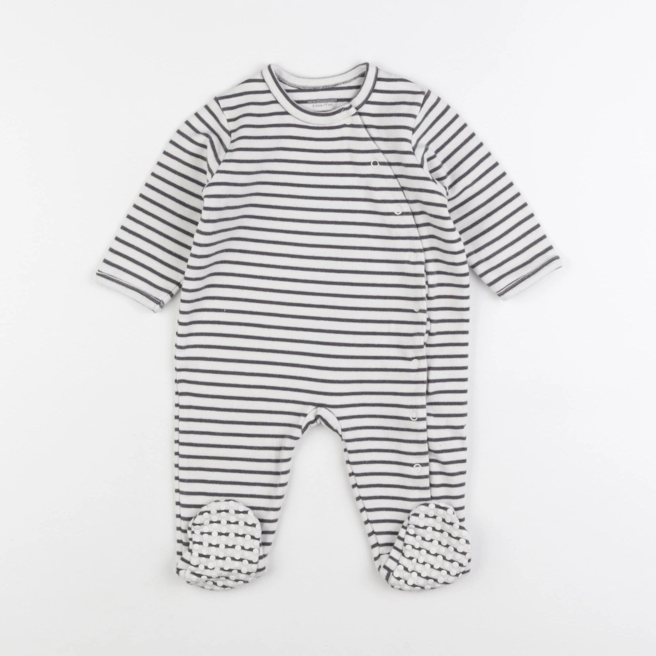 Vertbaudet - pyjama coton blanc, gris - 9 mois