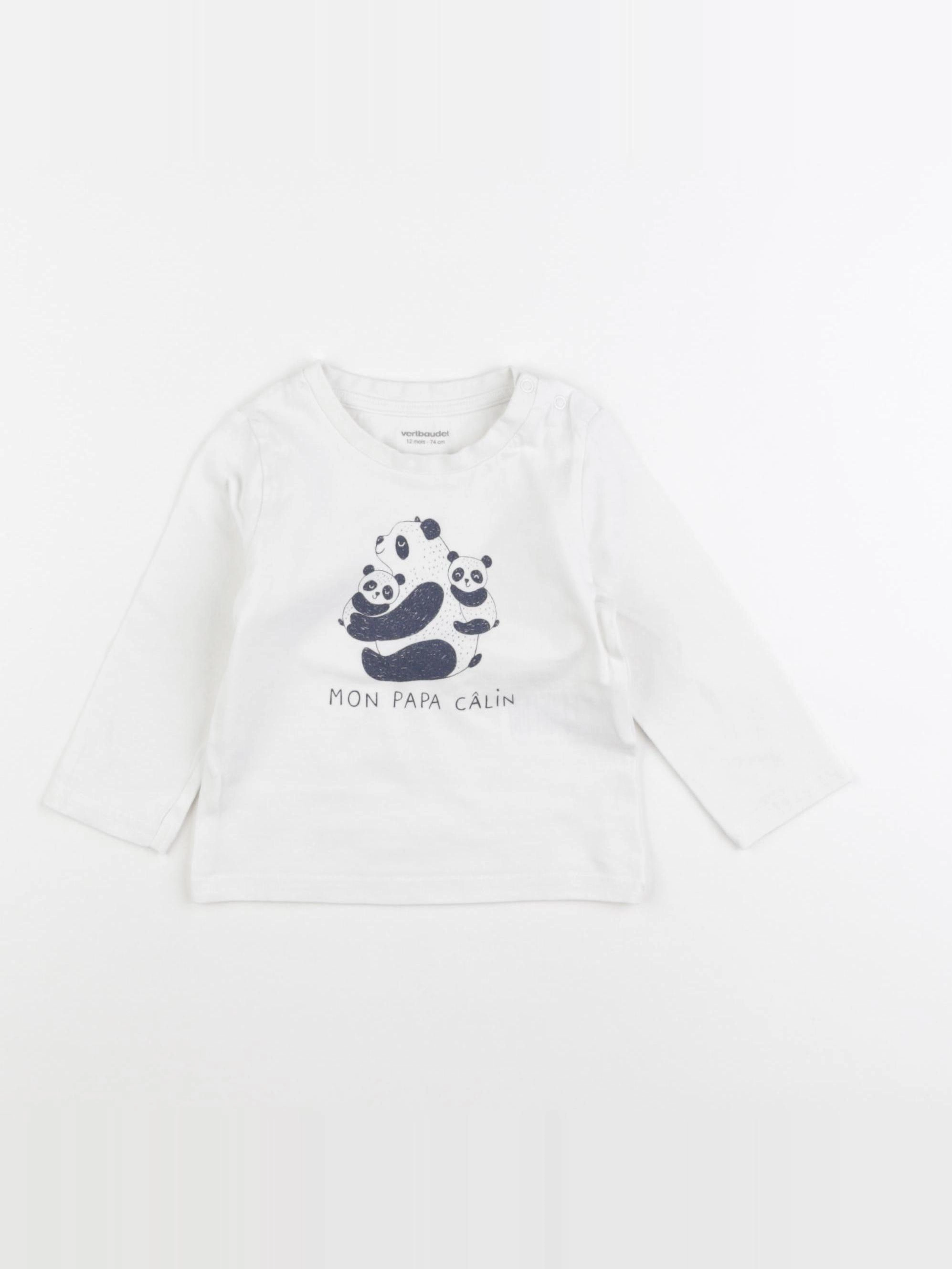 Vertbaudet - tee-shirt blanc, bleu - 12 mois