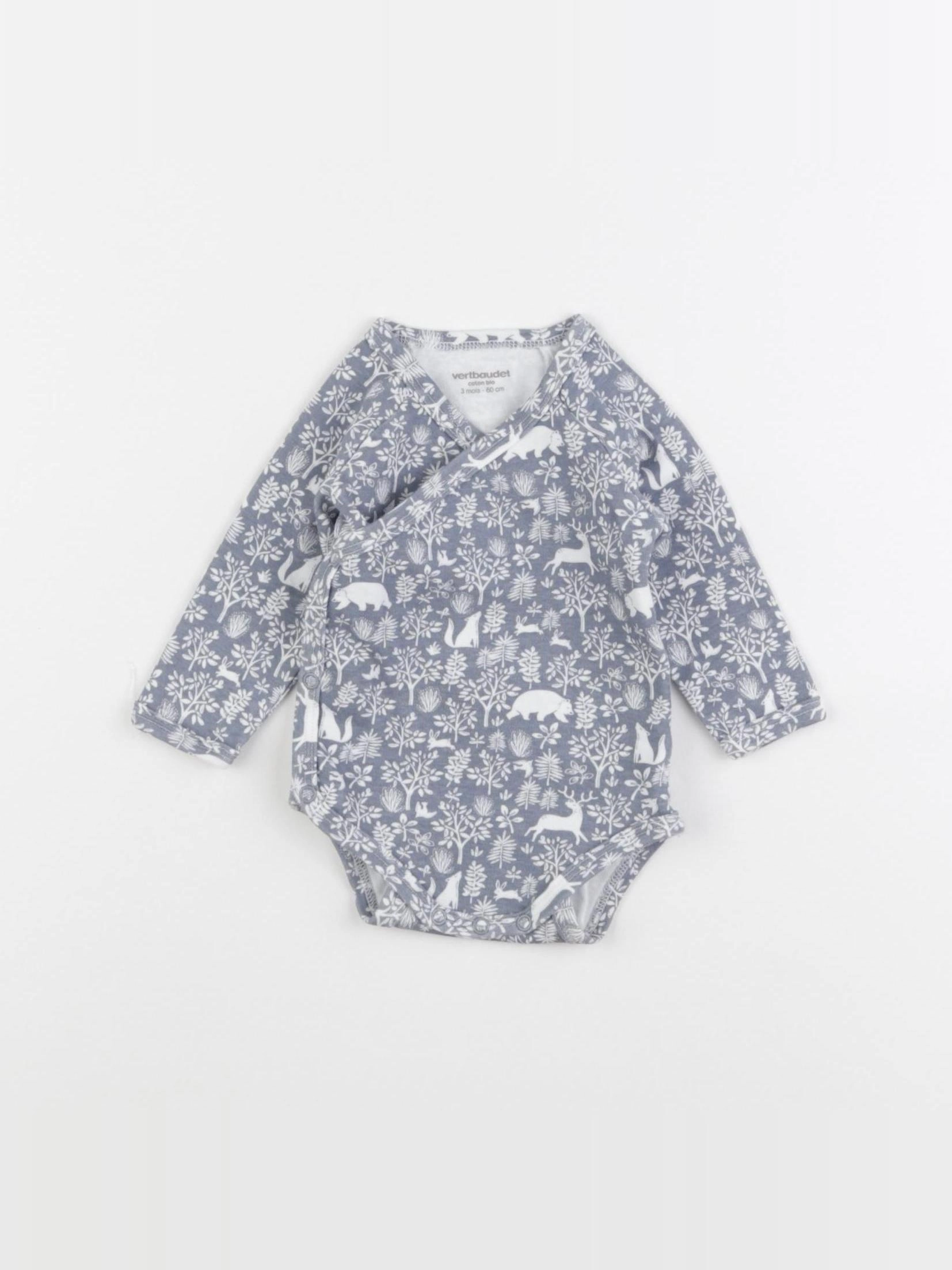 Vertbaudet - body bleu, blanc - 3 mois
