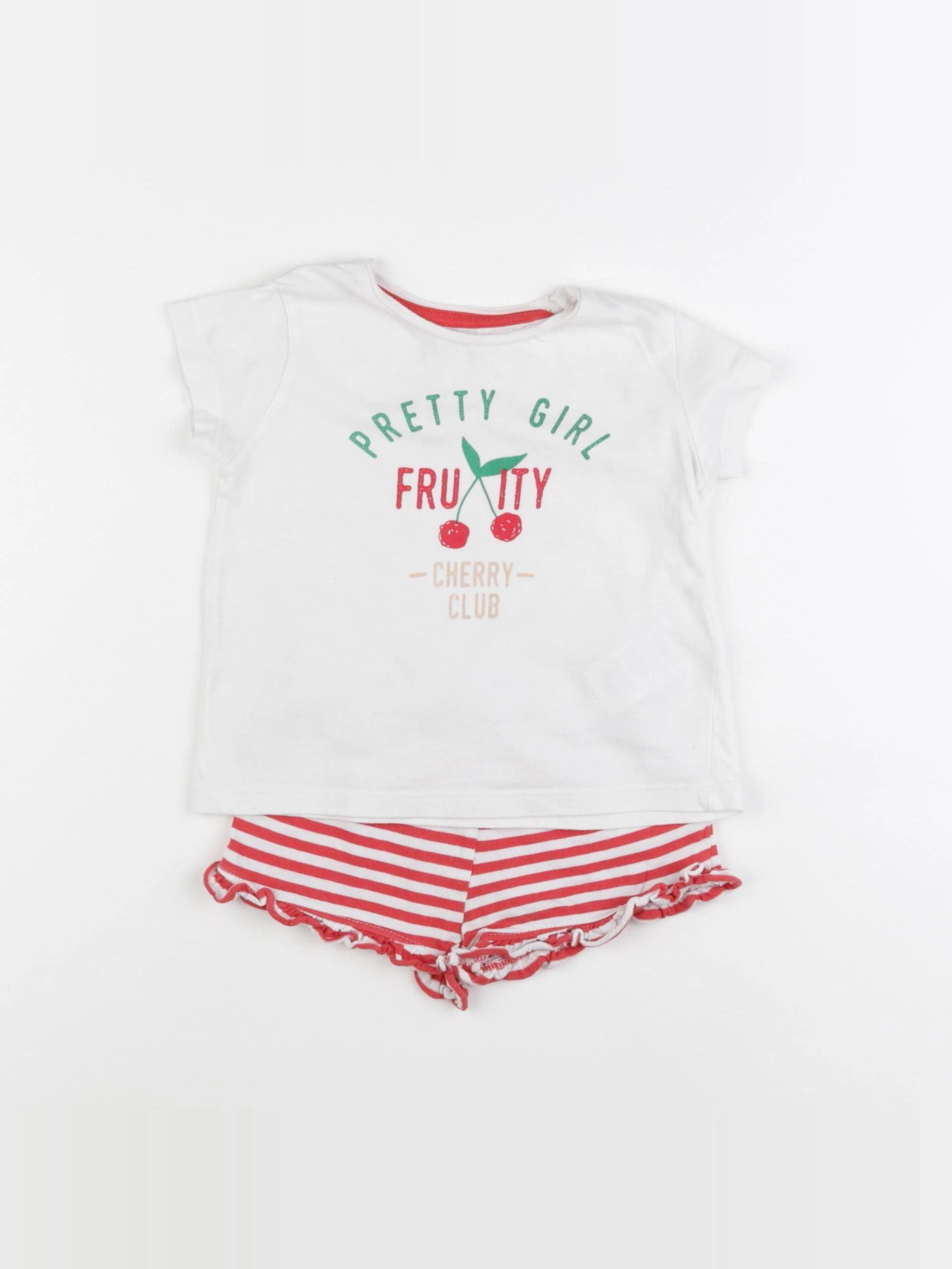 Vertbaudet - pyjama coton blanc, rouge - 2 ans