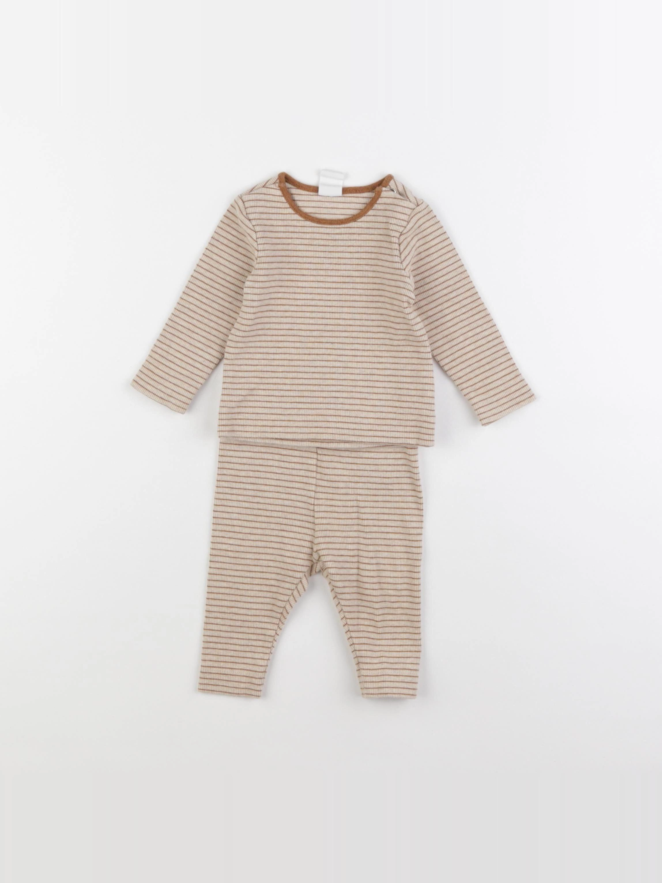 H&M - pyjama coton marron - 3 mois