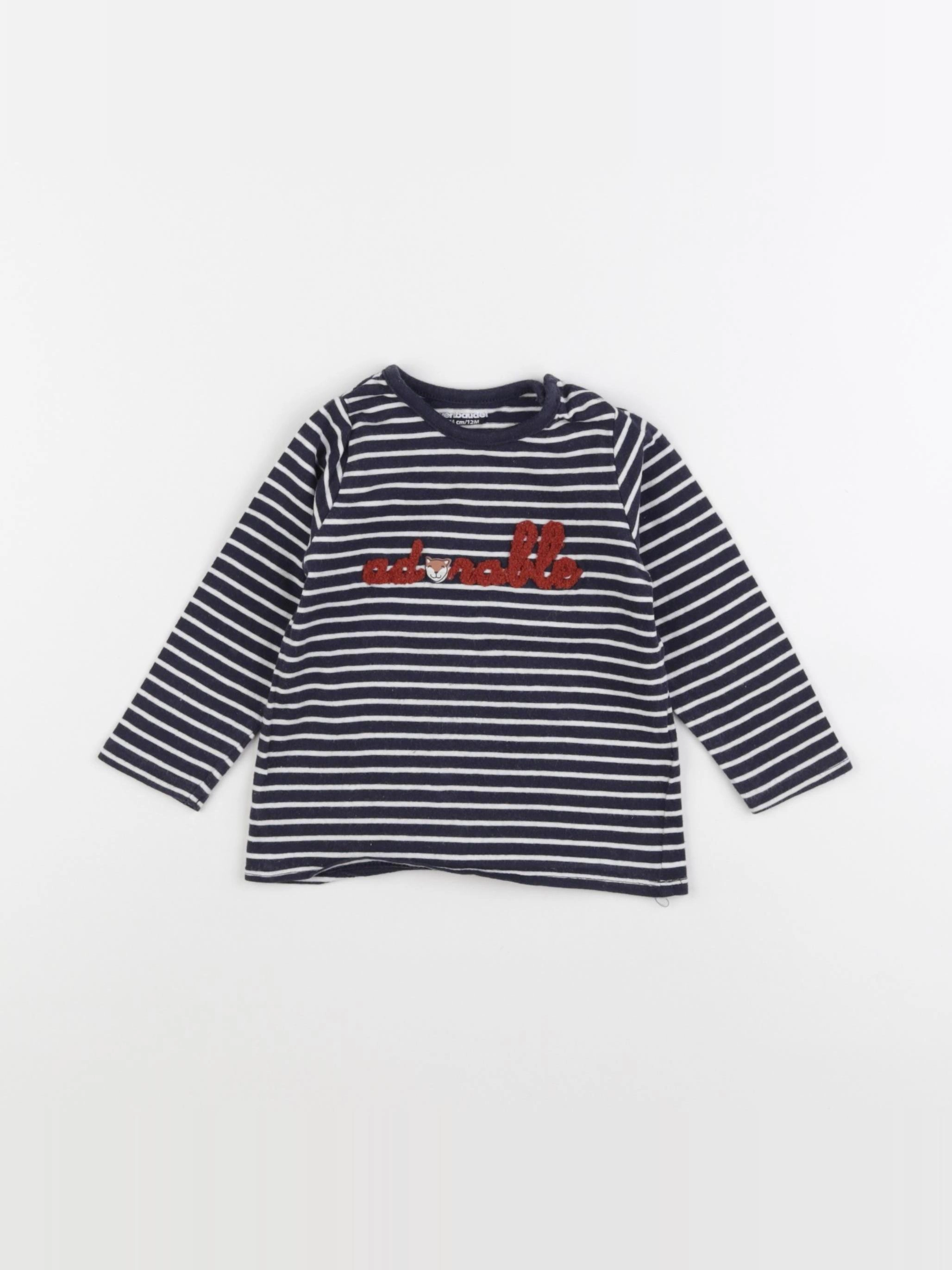 Vertbaudet - tee-shirt bleu - 12 mois