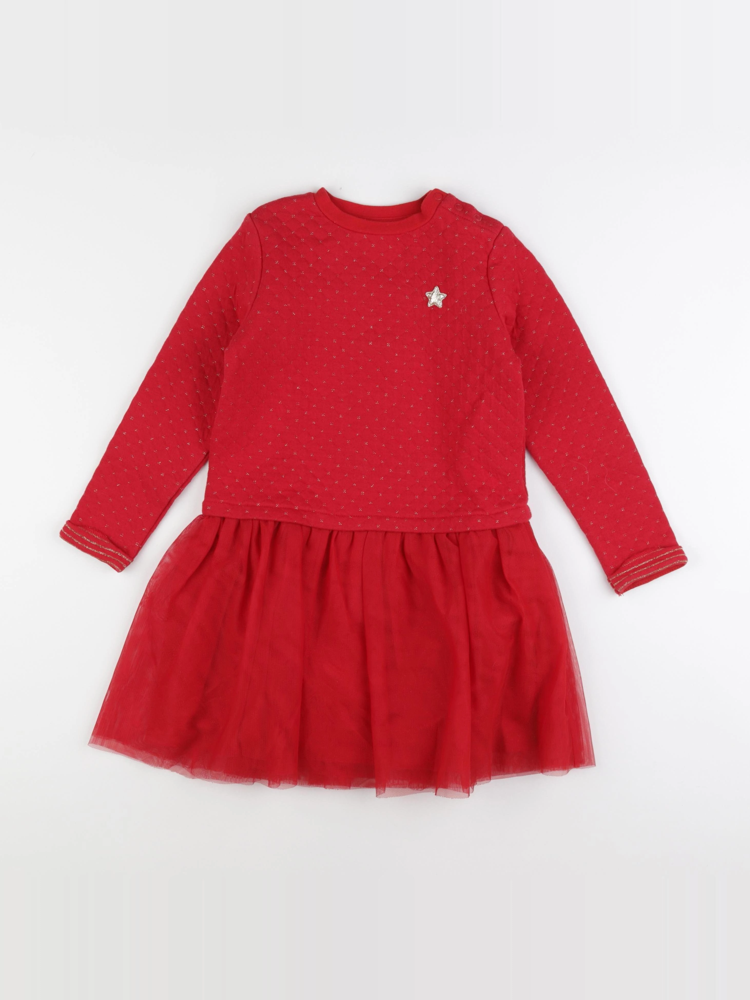 Vertbaudet - robe rouge, or - 7 ans