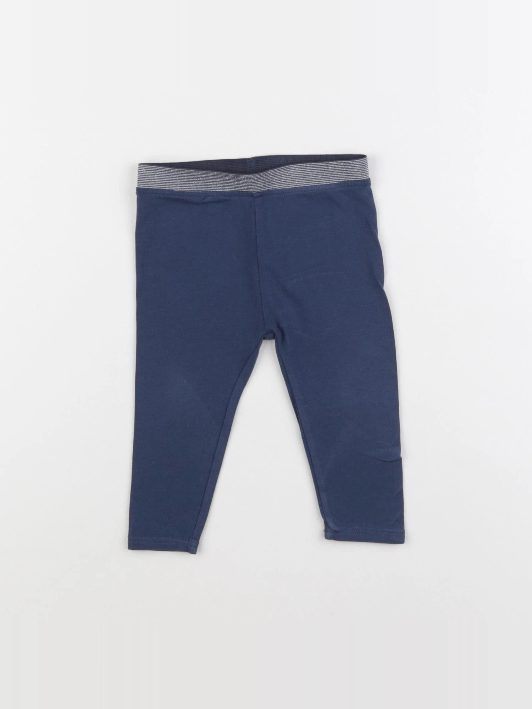 Vertbaudet - legging bleu, argent - 9 mois
