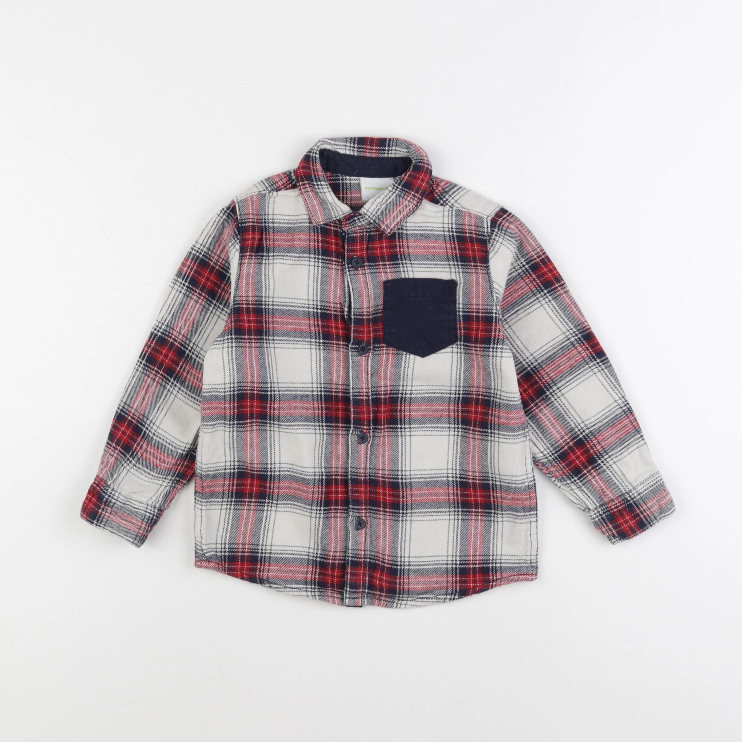 Vertbaudet - chemise rouge, bleu - 5 ans