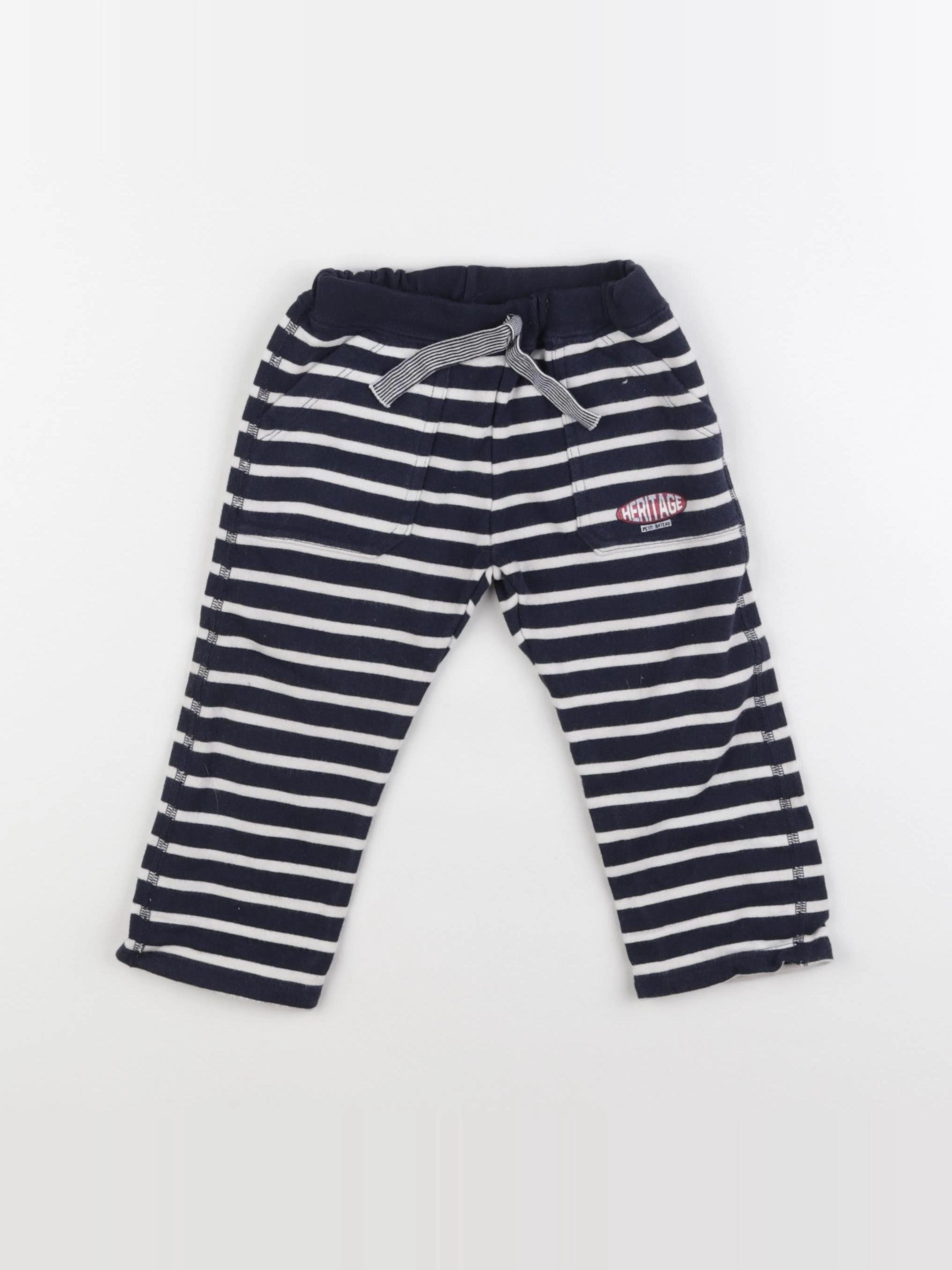 Petit Bateau - jogging bleu, blanc - 24 mois
