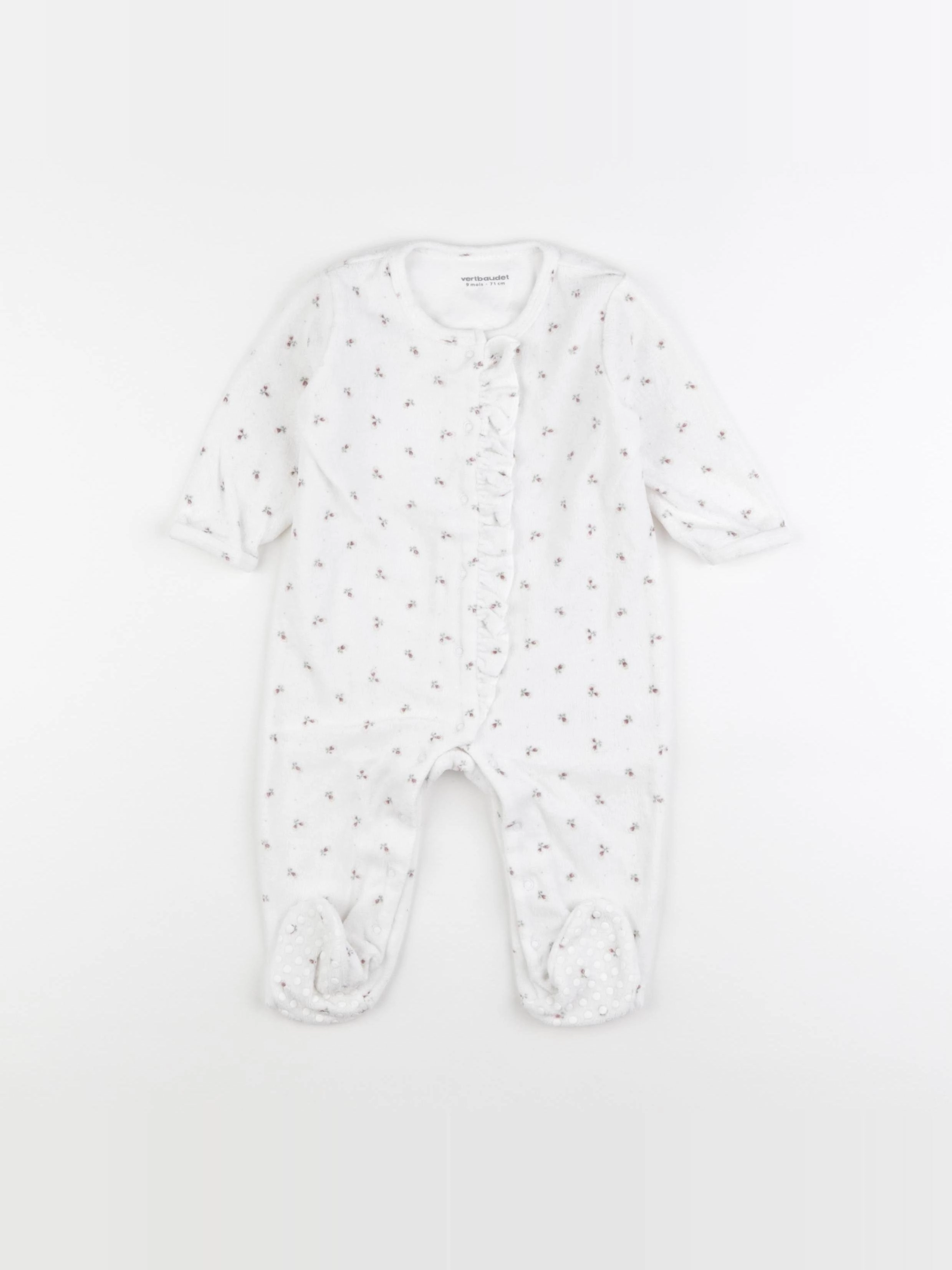 Vertbaudet - pyjama velours blanc - 9 mois