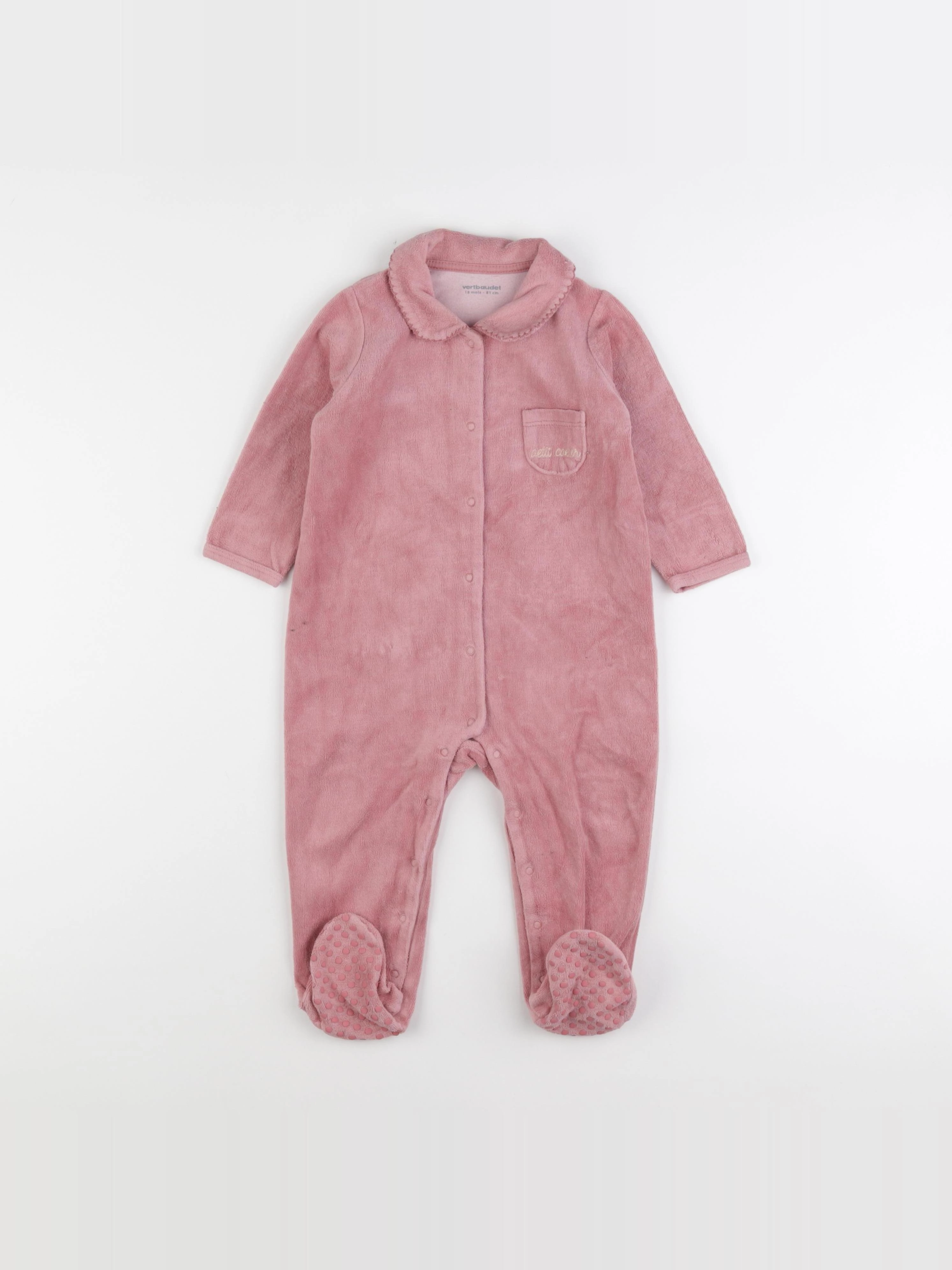 Vertbaudet - pyjama velours rose - 18 mois