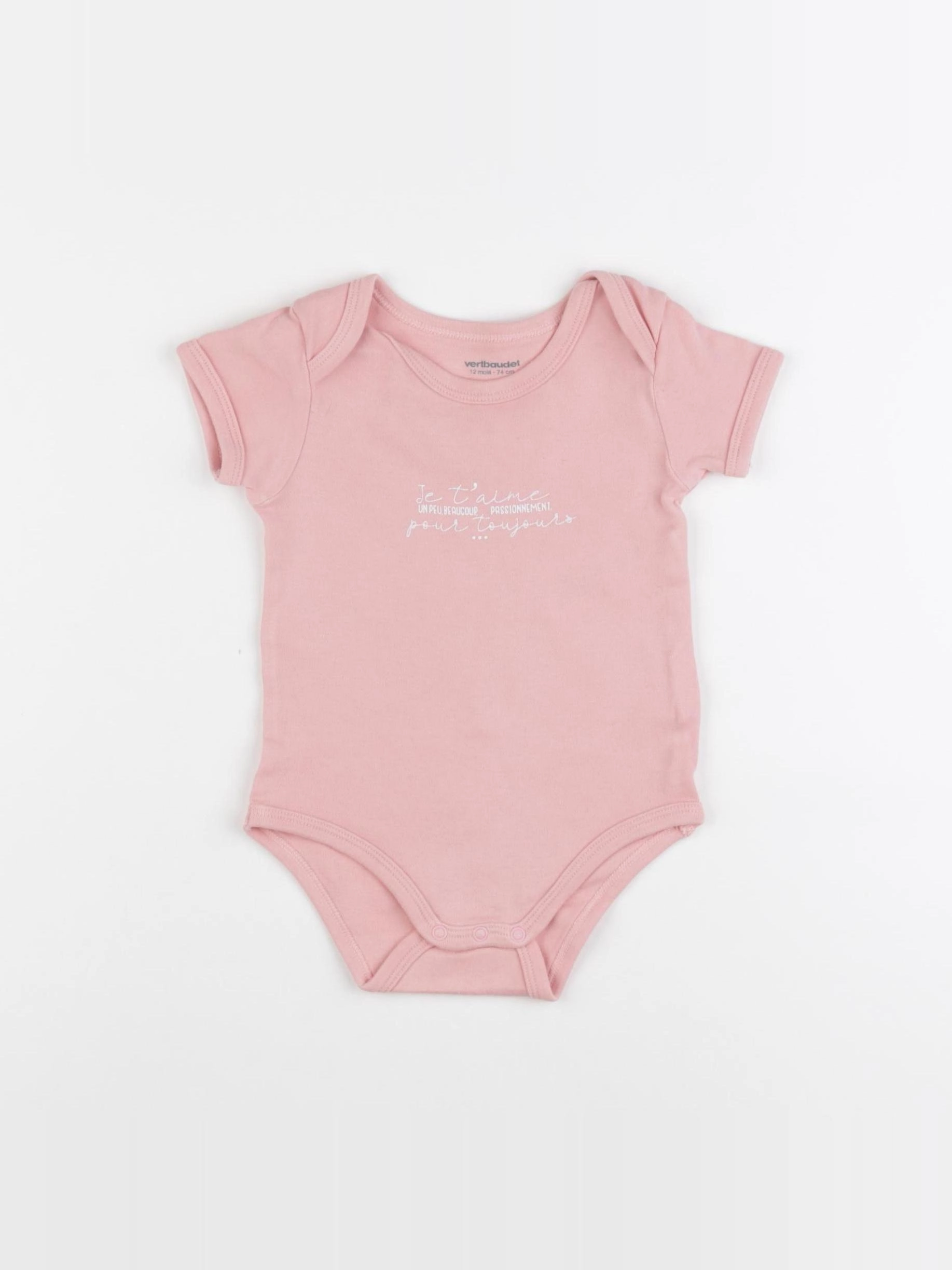 Vertbaudet - body rose - 12 mois
