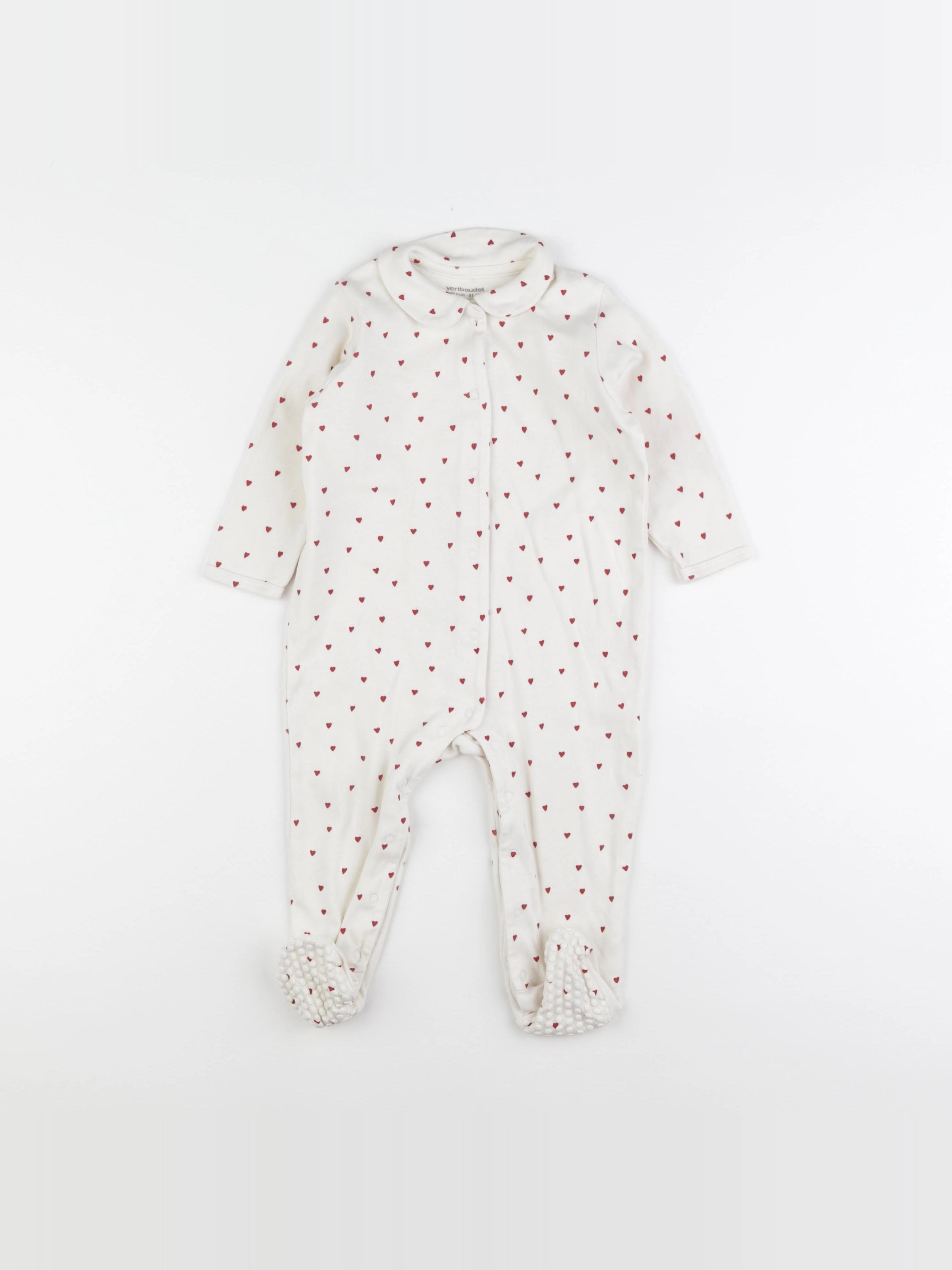 Vertbaudet - pyjama coton beige, rouge - 18 mois