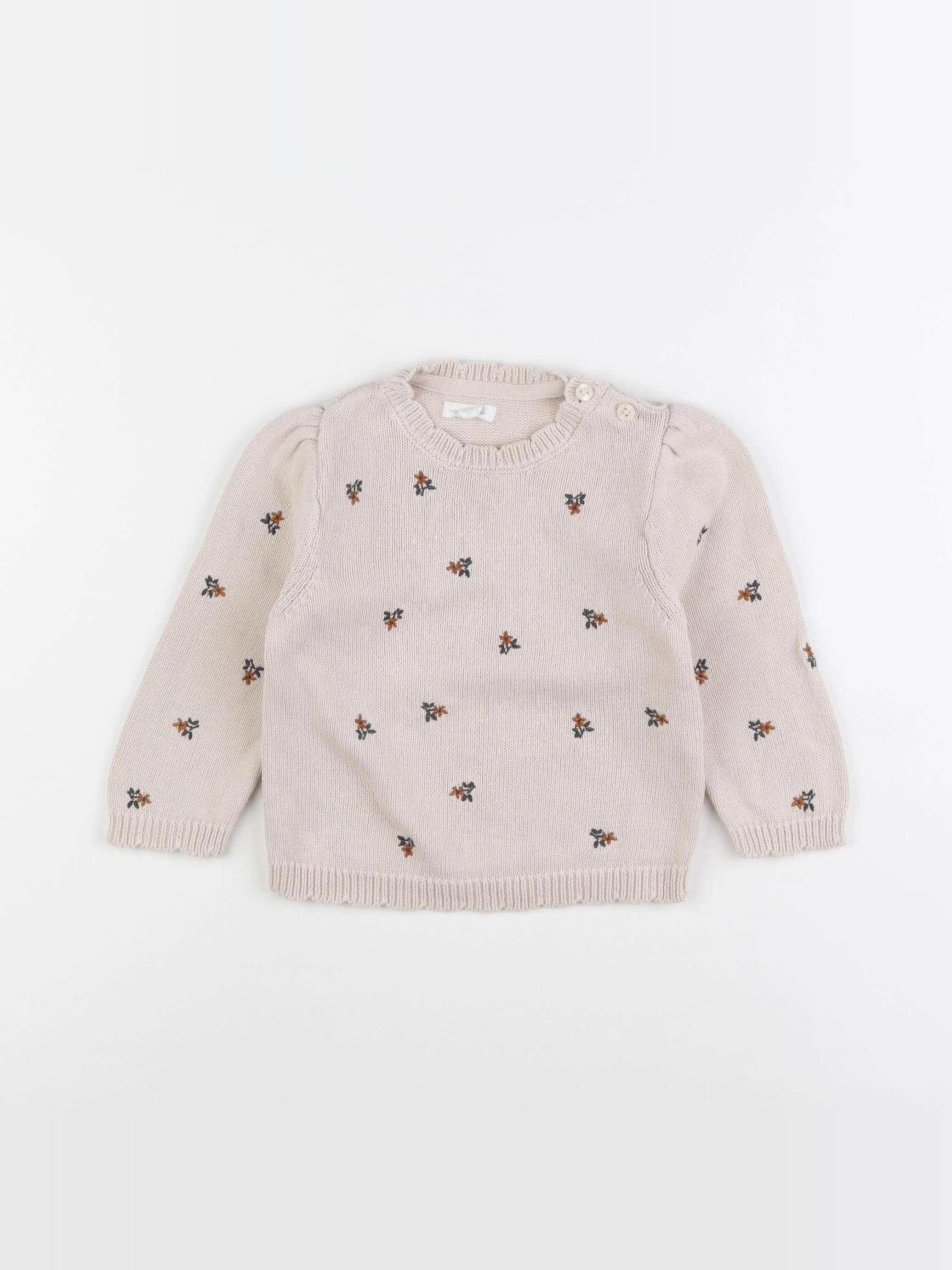 Vertbaudet - pull beige - 18 mois