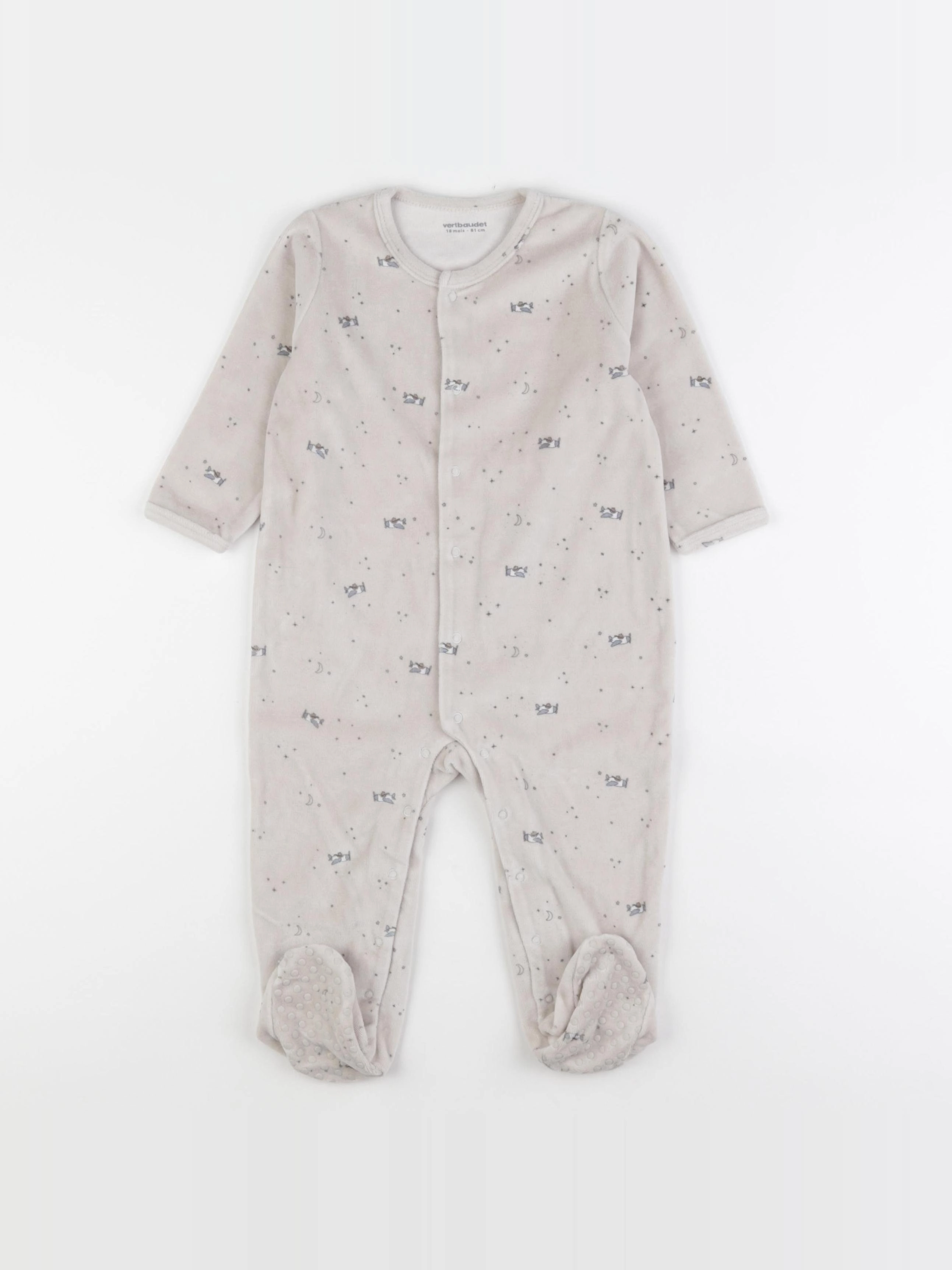Vertbaudet - pyjama velours beige - 18 mois