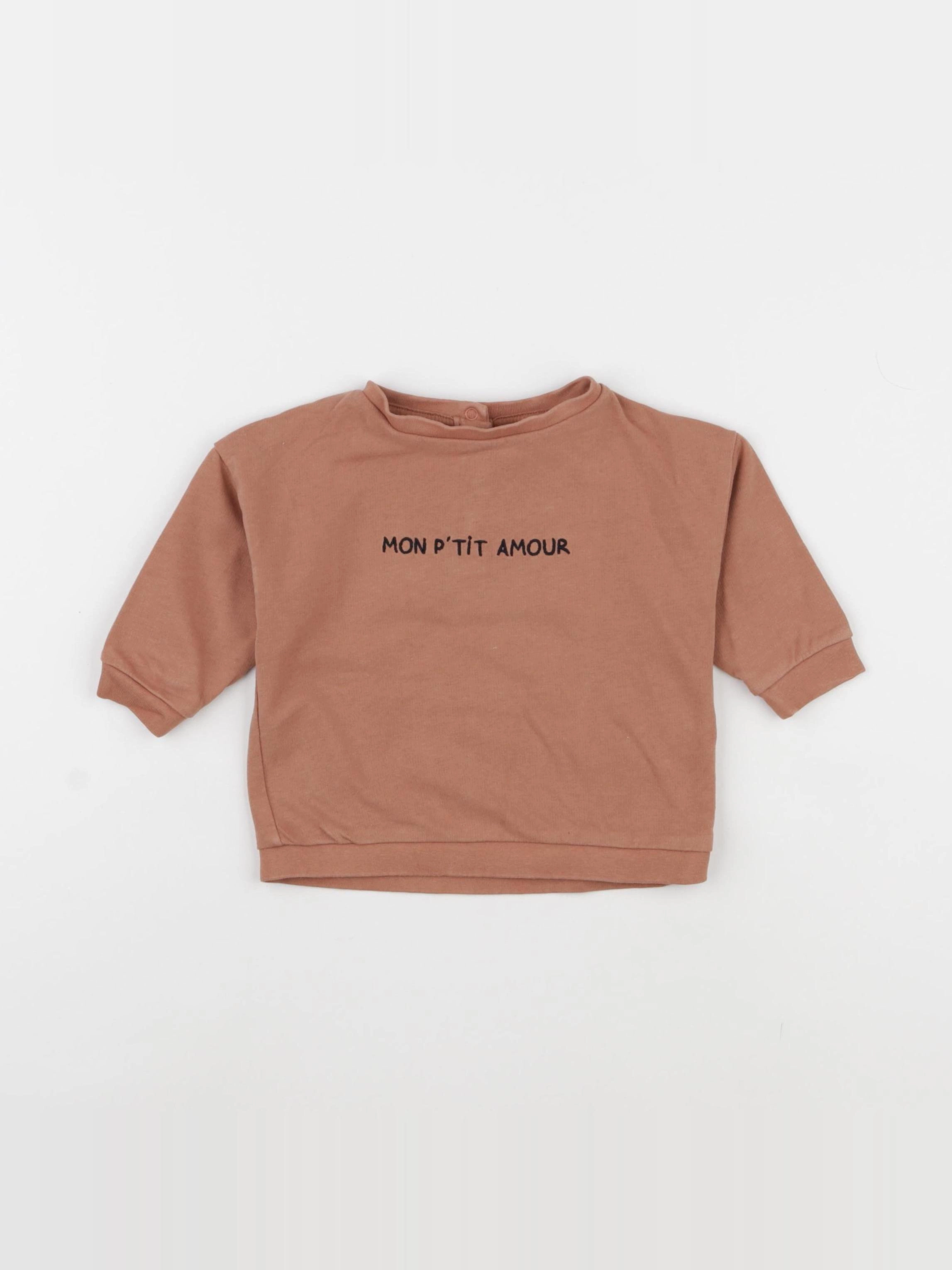 Vertbaudet - sweat marron - 9 mois