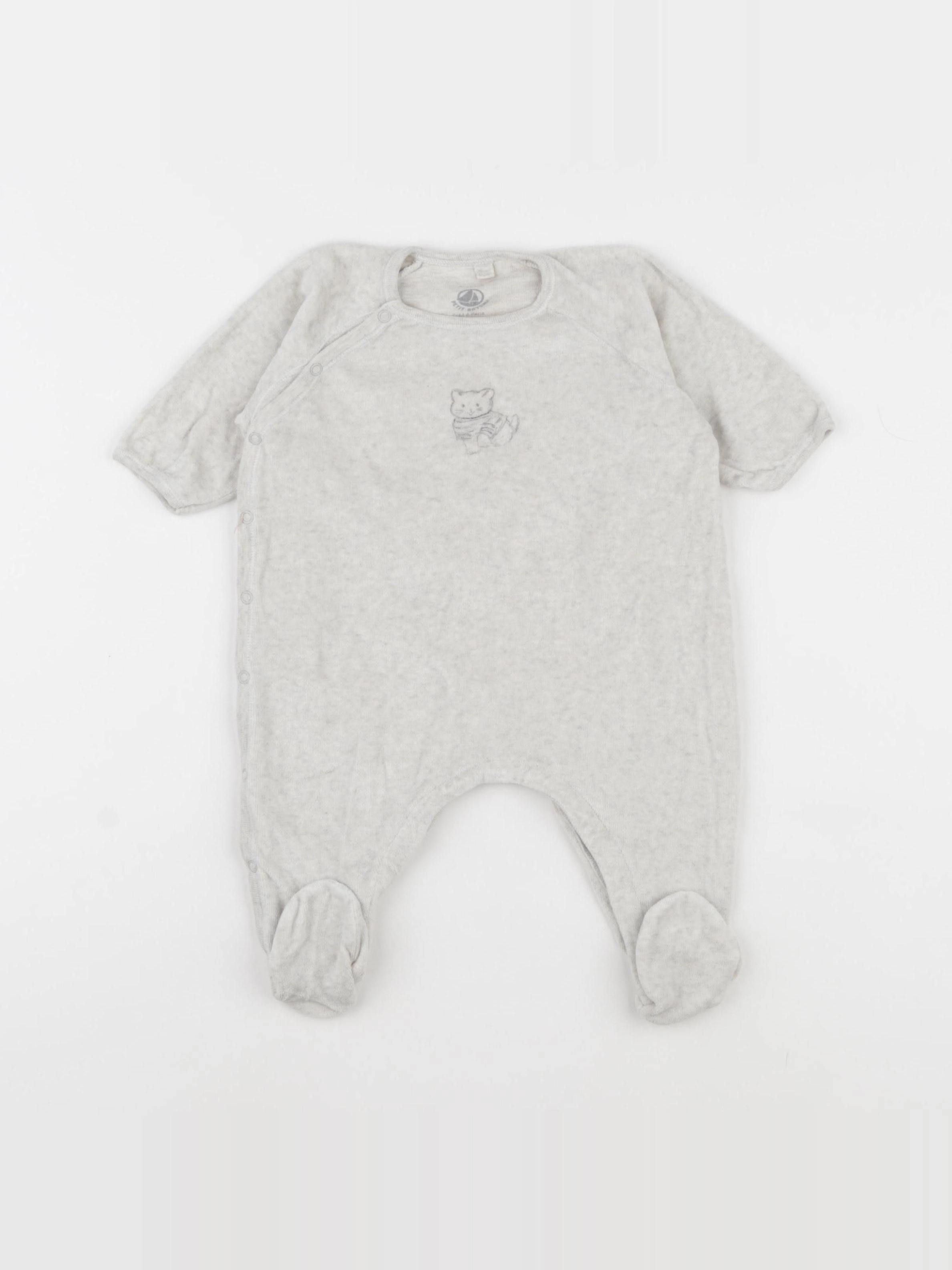 Petit Bateau - pyjama velours gris - 6 mois
