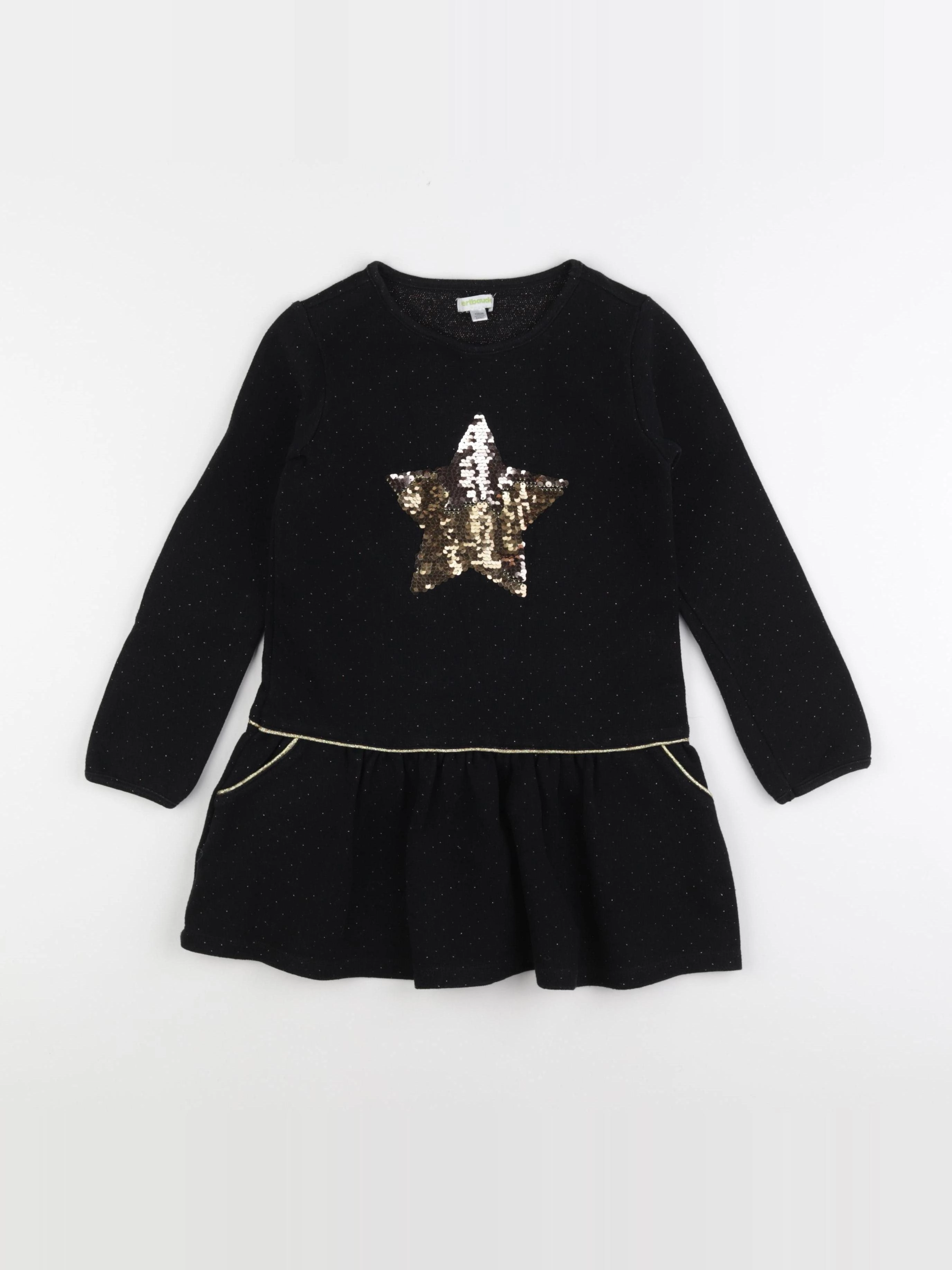 Vertbaudet - robe noir, or - 8 ans