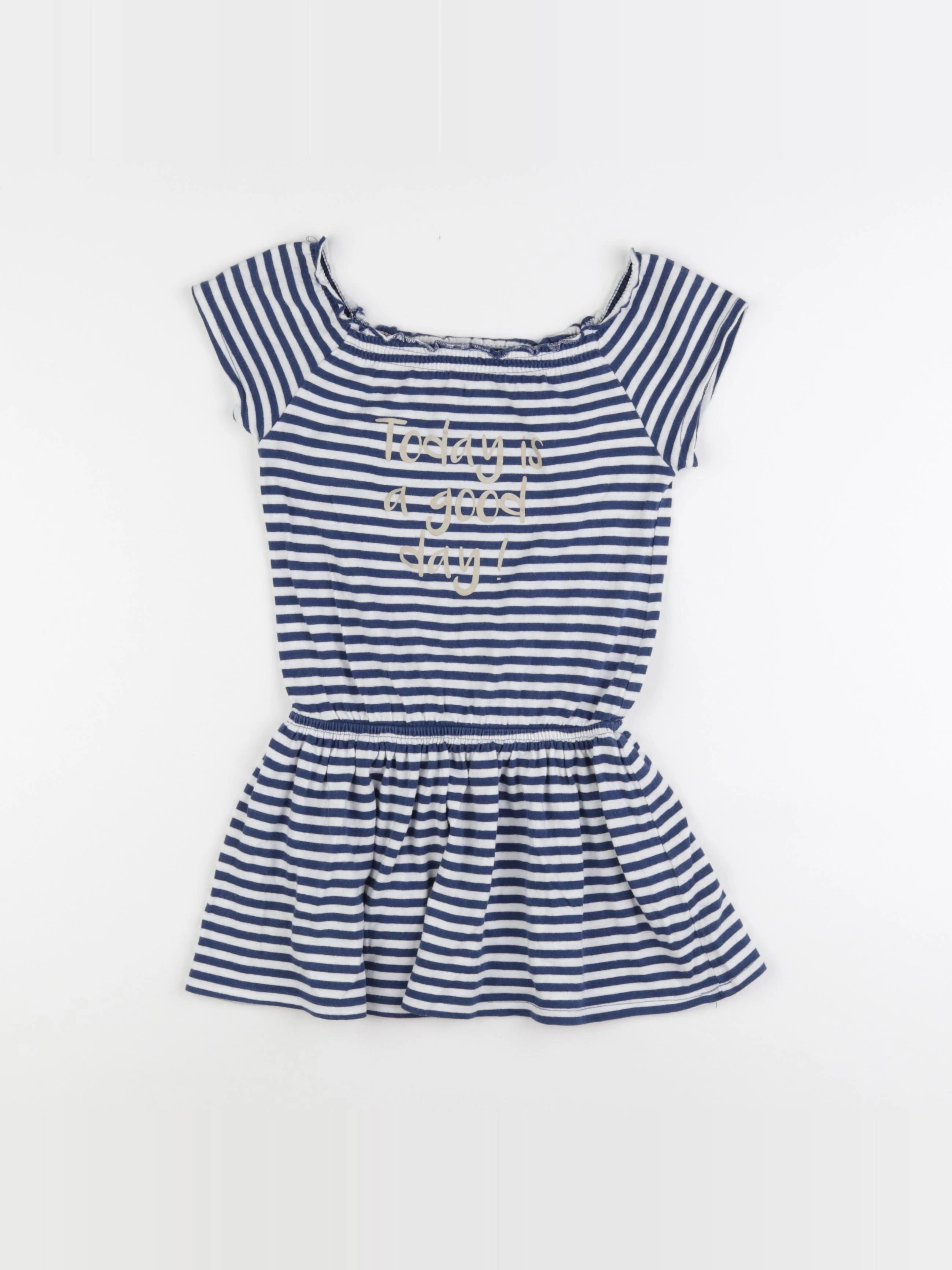 Vertbaudet - robe blanc, bleu - 6 ans