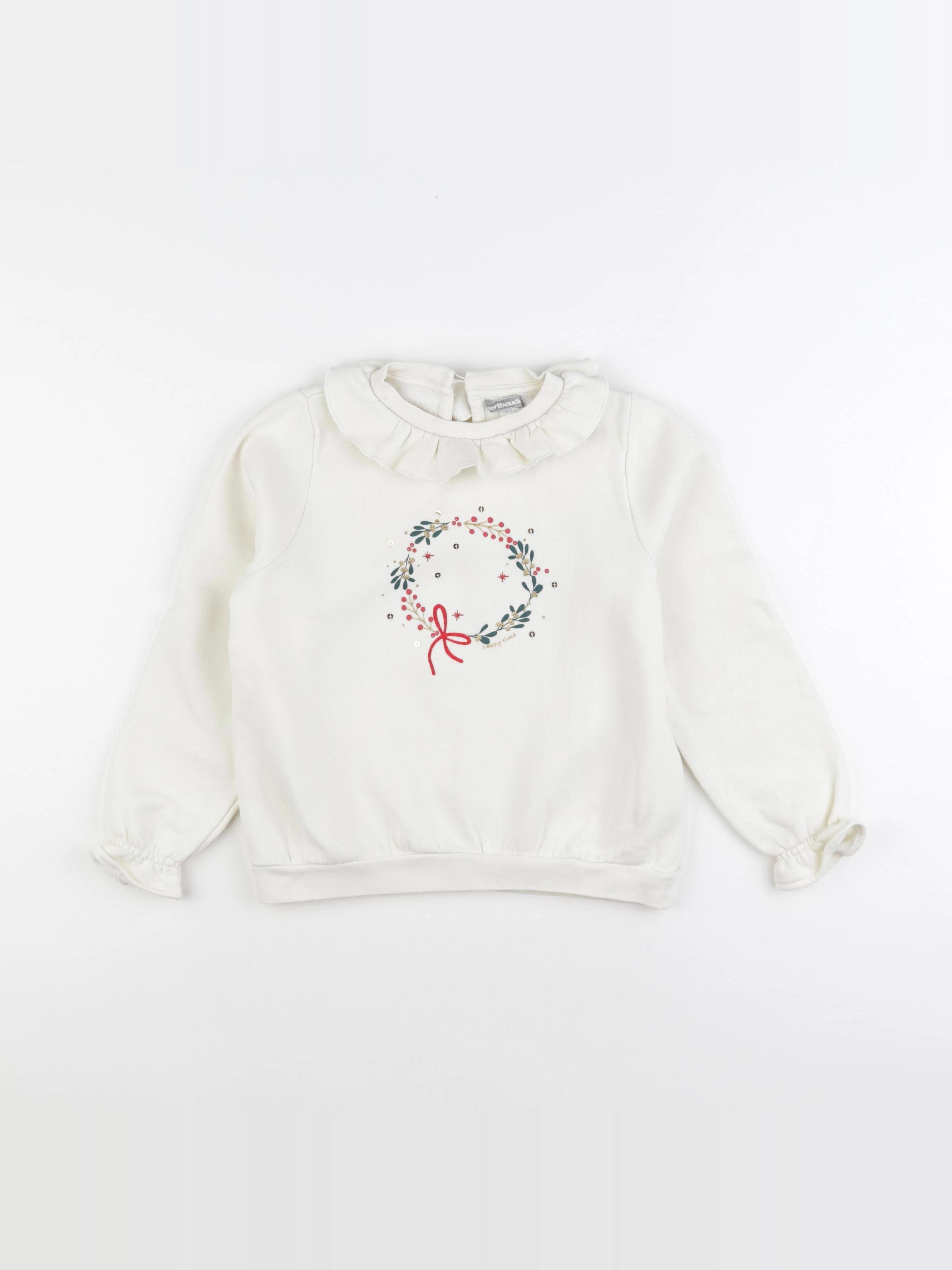 Vertbaudet - sweat beige - 8 ans