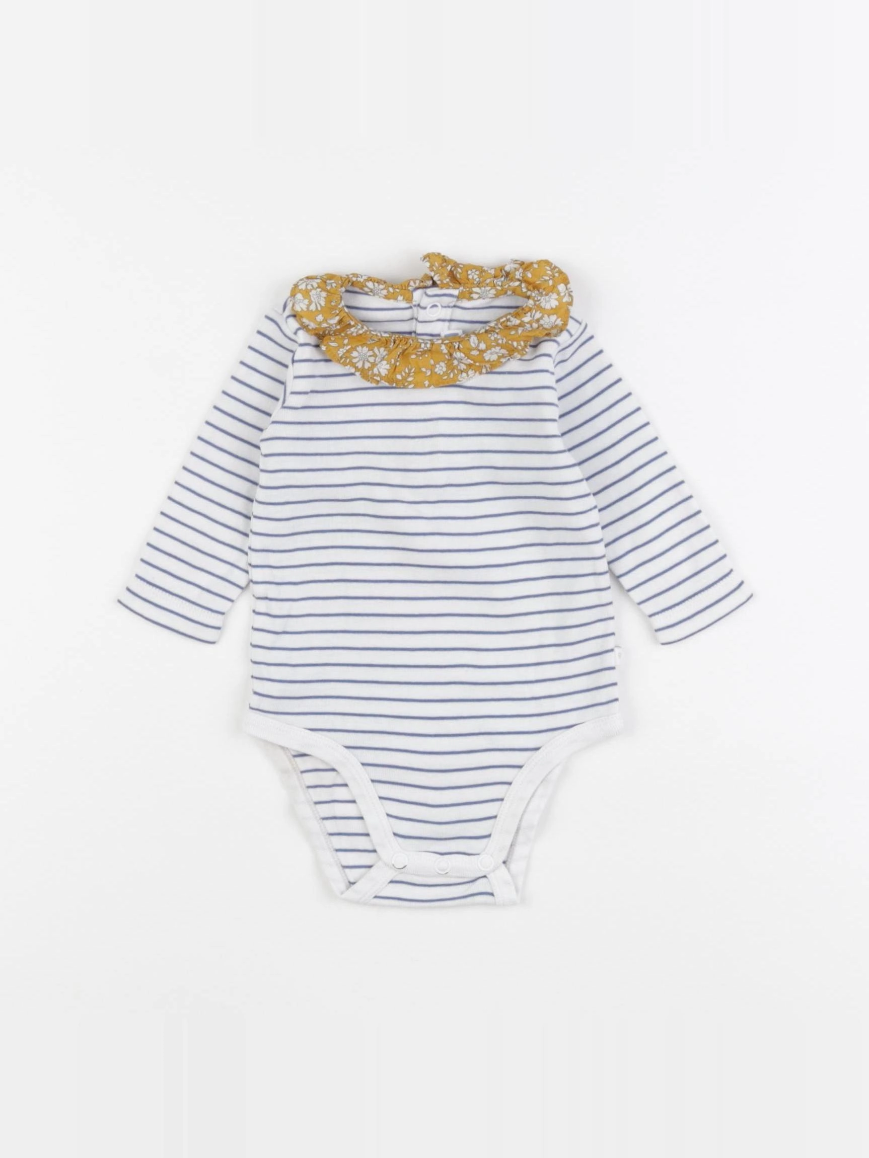 Jacadi - body à col blanc, bleu - 3 mois