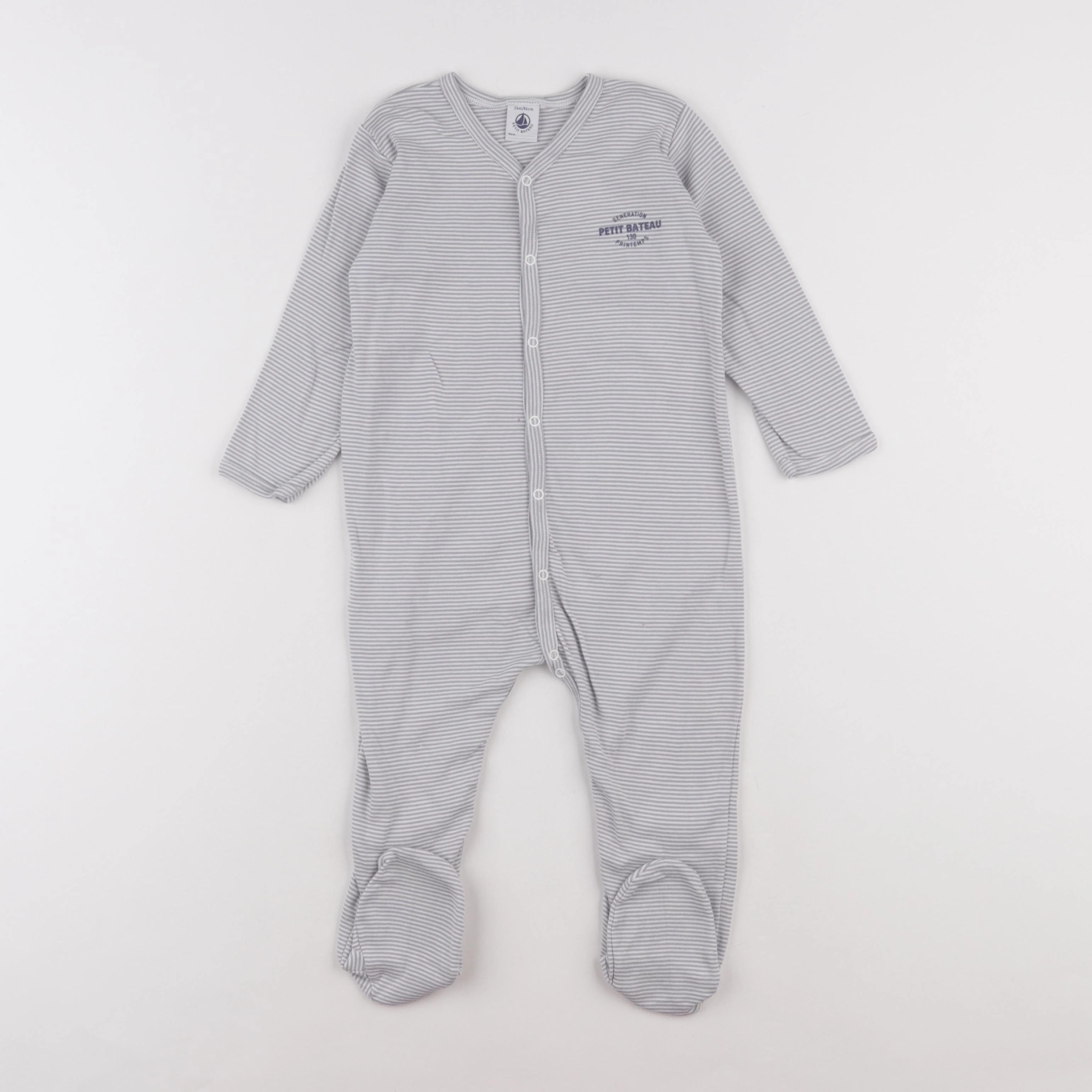 Petit Bateau - pyjama coton bleu - 24 mois