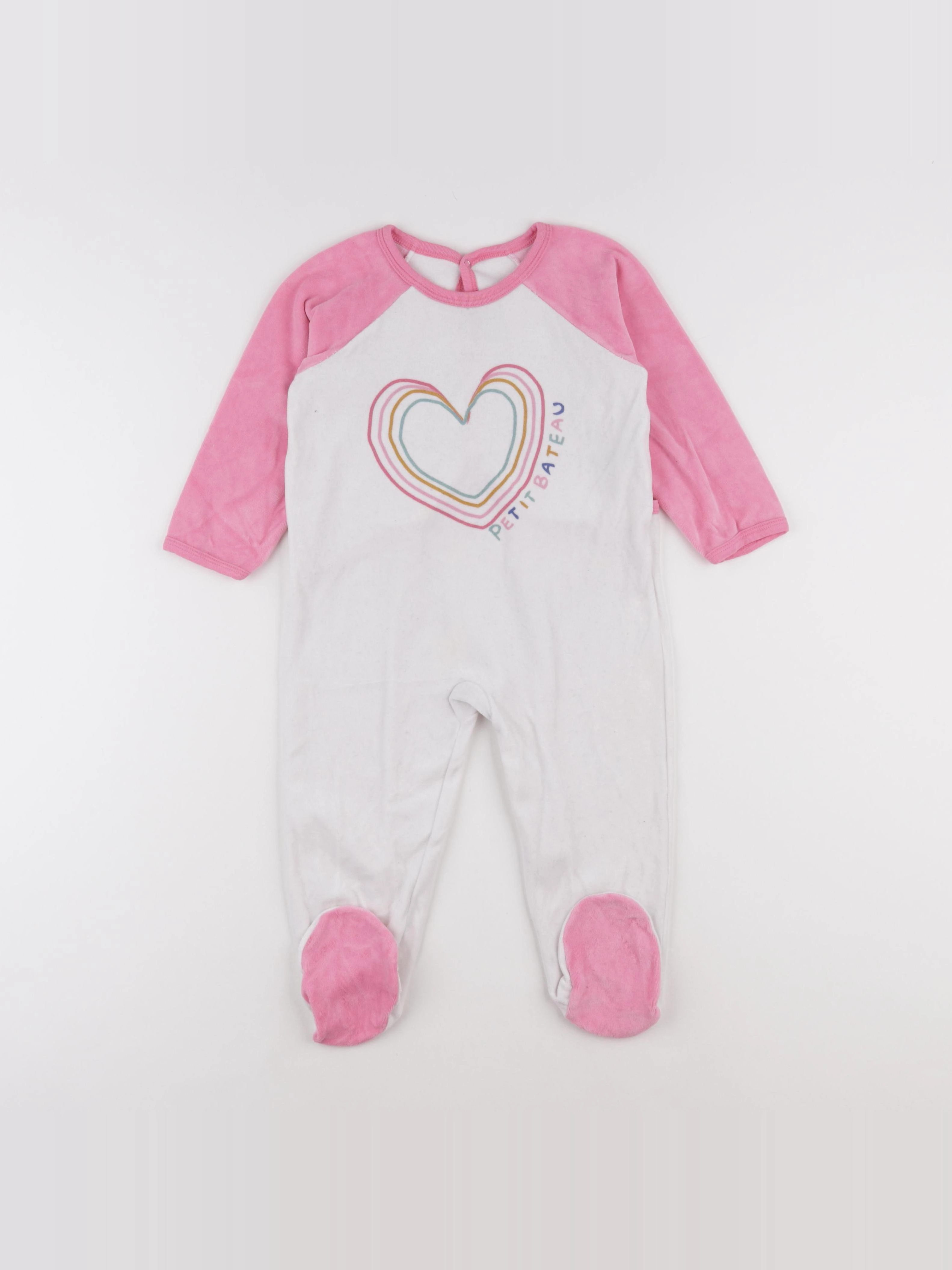 Petit Bateau - pyjama velours rose - 24 mois