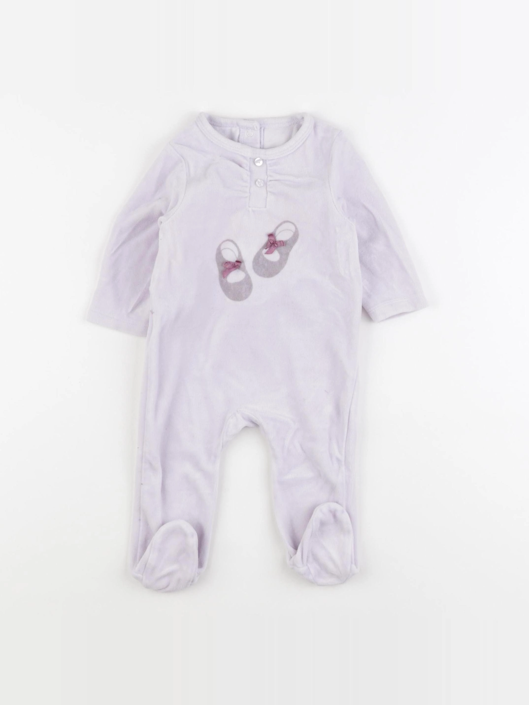 Vertbaudet - pyjama velours violet - 6 mois