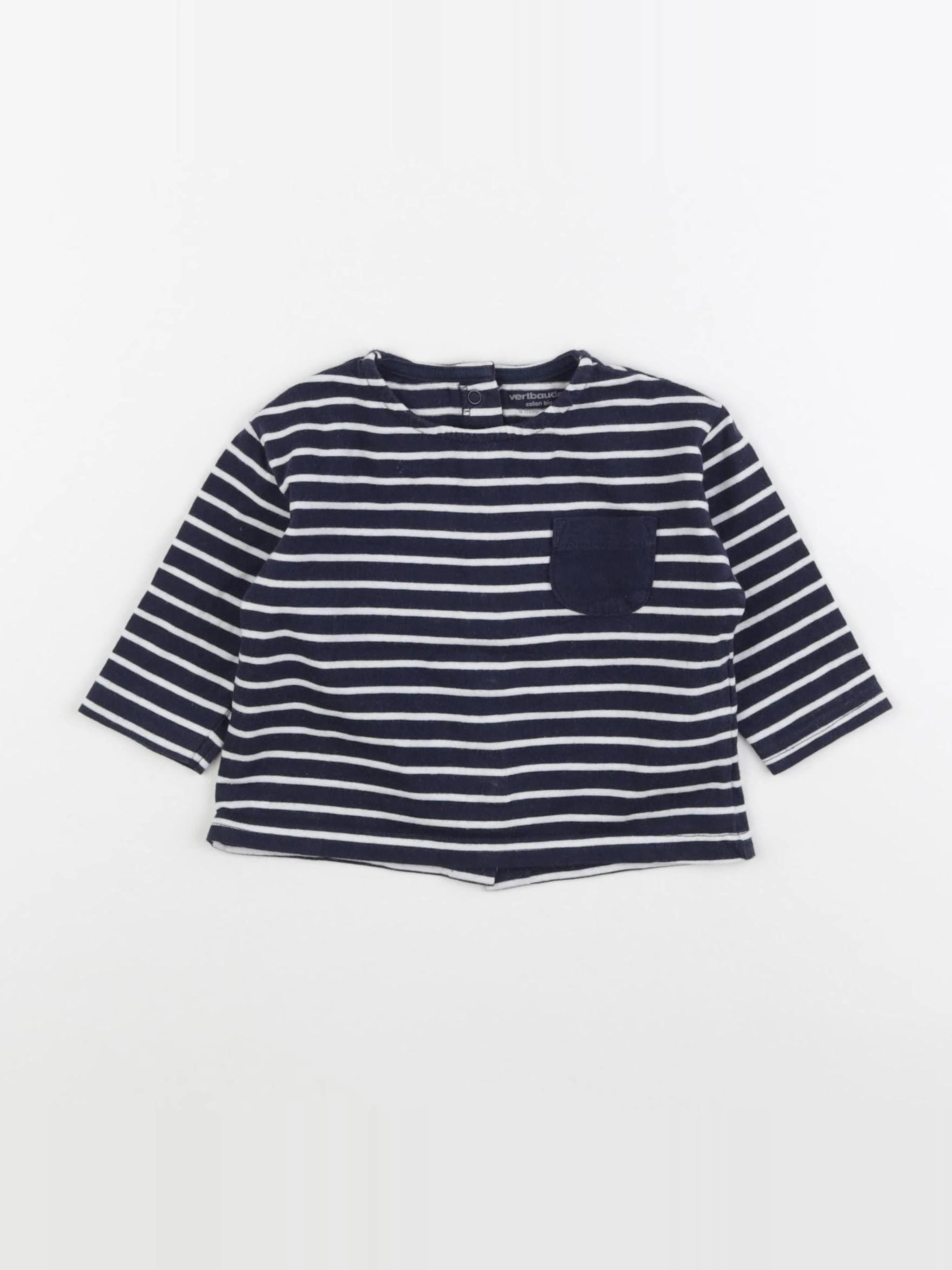 Vertbaudet - tee-shirt bleu, blanc - 6 mois