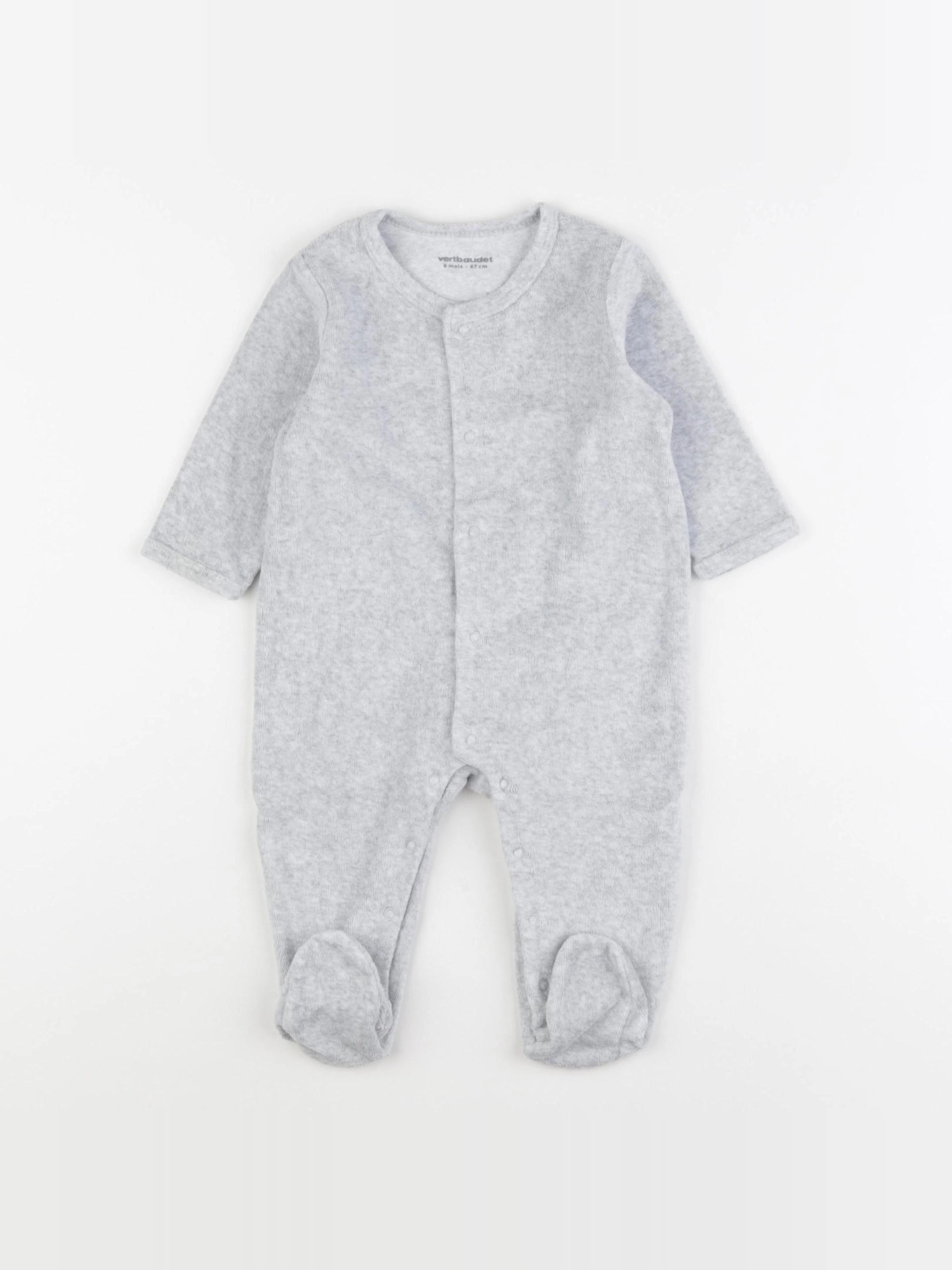 Vertbaudet - pyjama velours gris - 6 mois