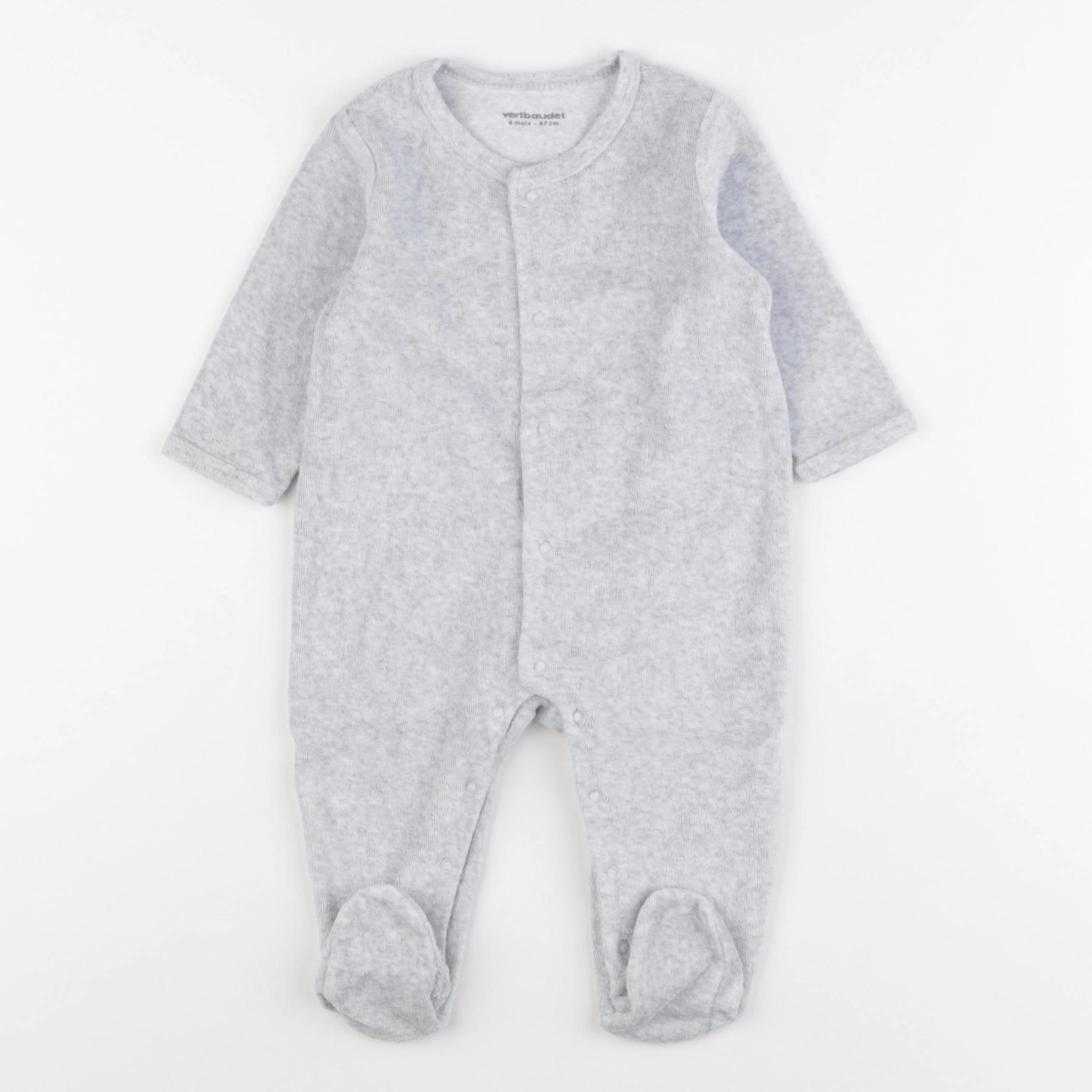 Vertbaudet - pyjama velours gris - 6 mois