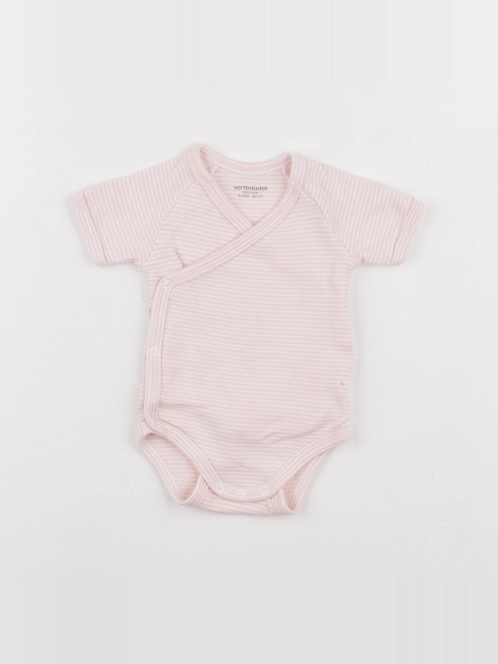 Vertbaudet - body rose, blanc - 3 mois