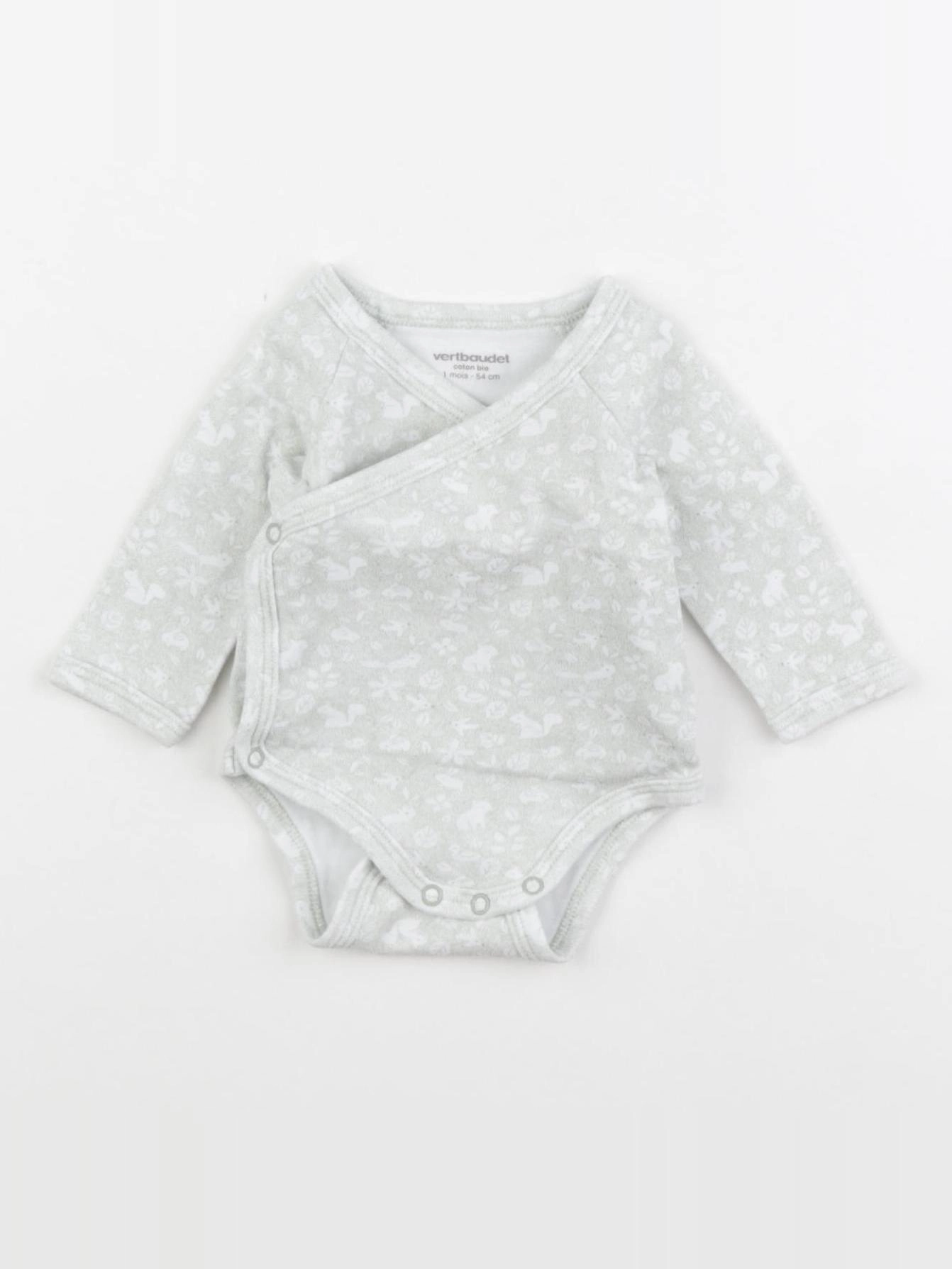 Vertbaudet - body vert, blanc - 3 mois