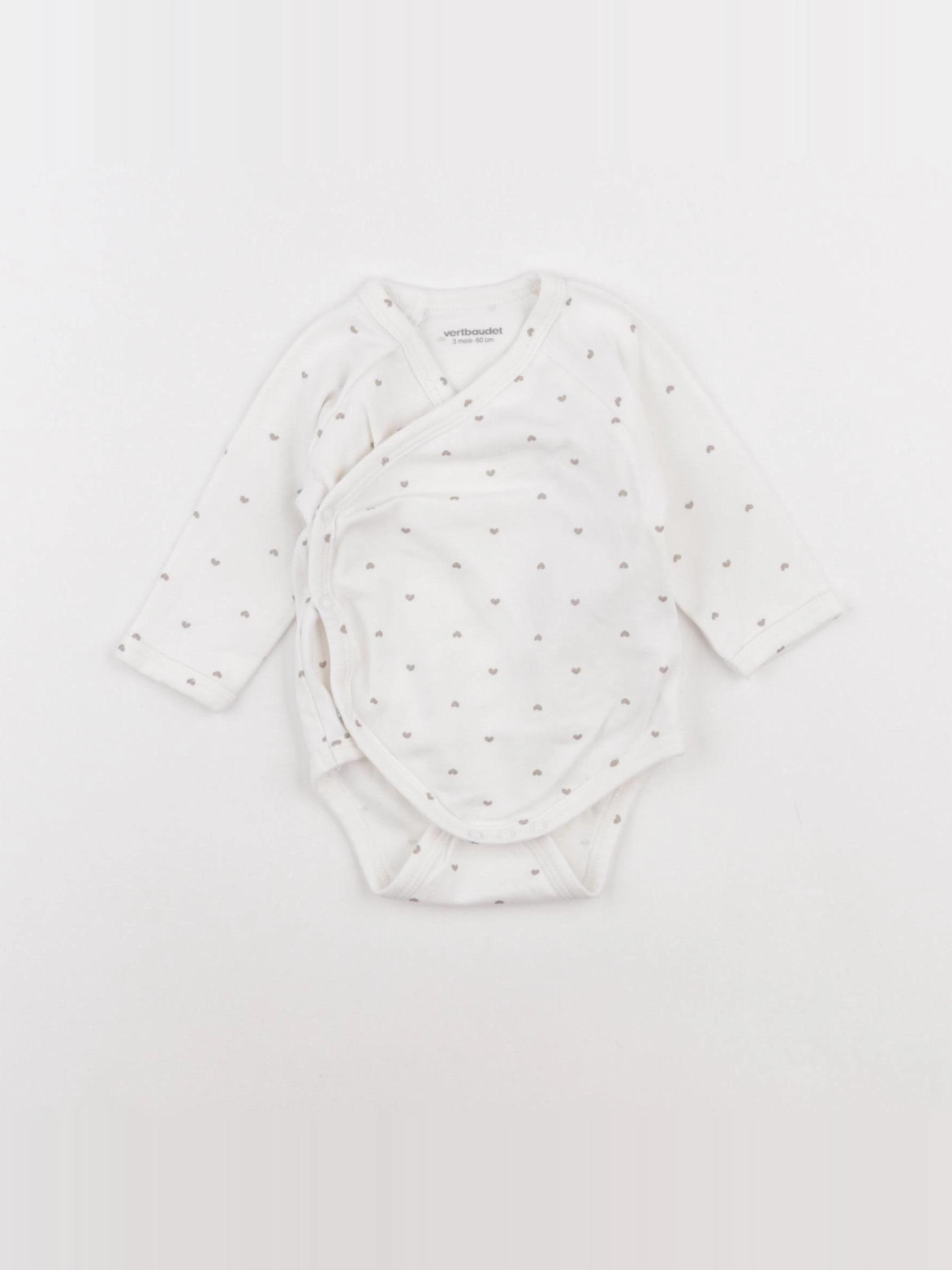 Vertbaudet - body blanc, gris - 3 mois