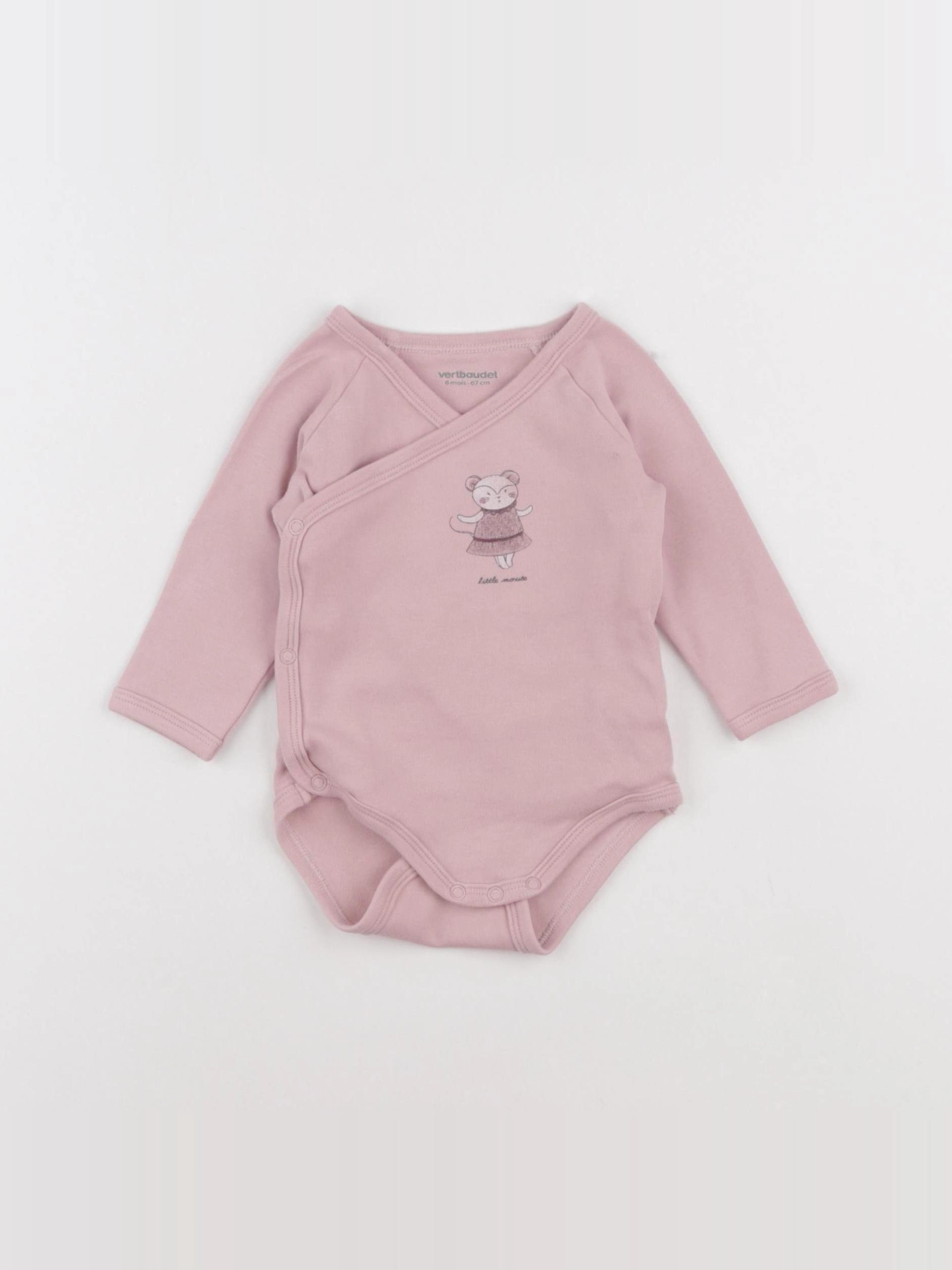 Vertbaudet - body rose - 6 mois