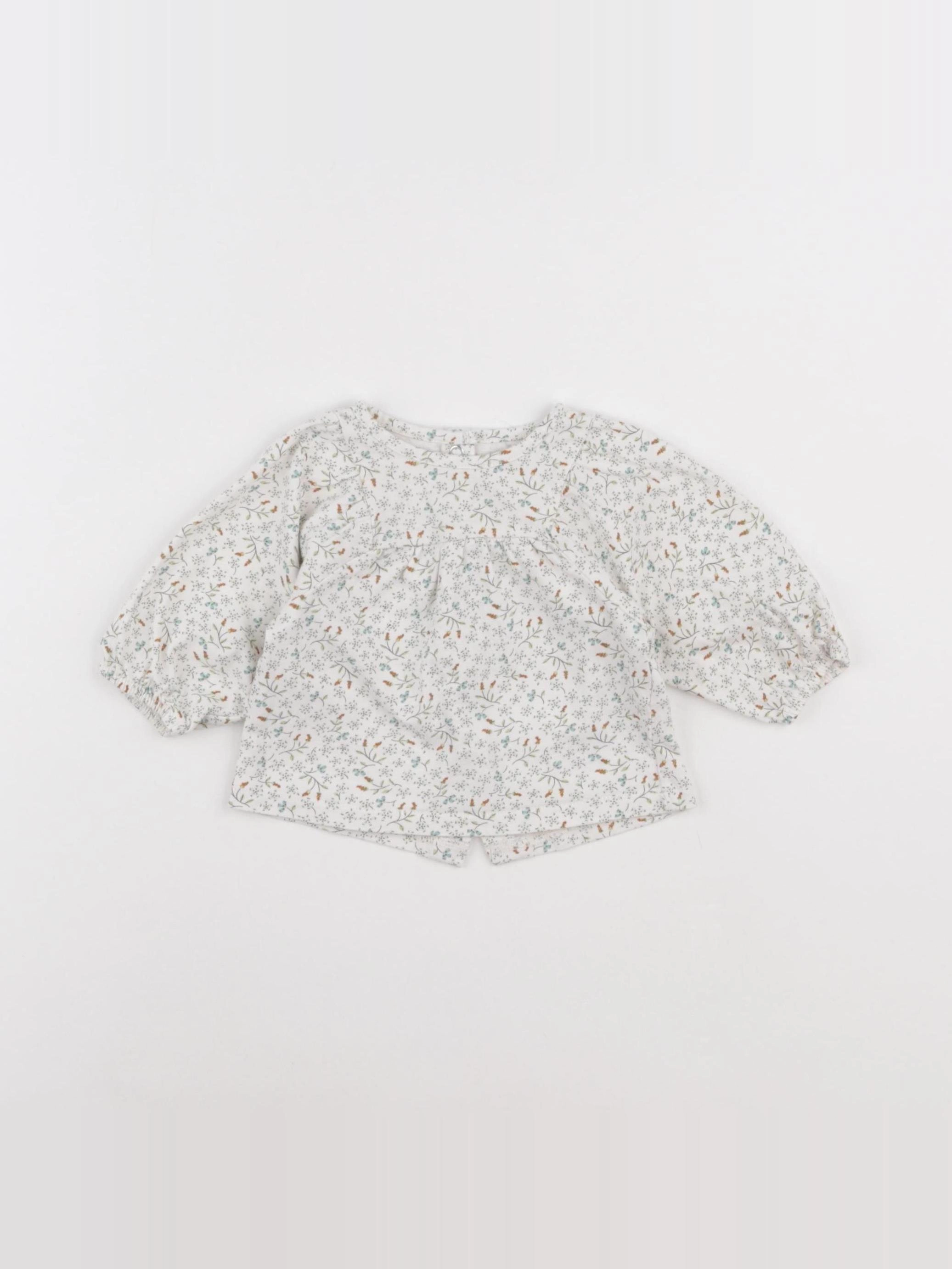 Vertbaudet - tee-shirt blanc, vert - 3 mois