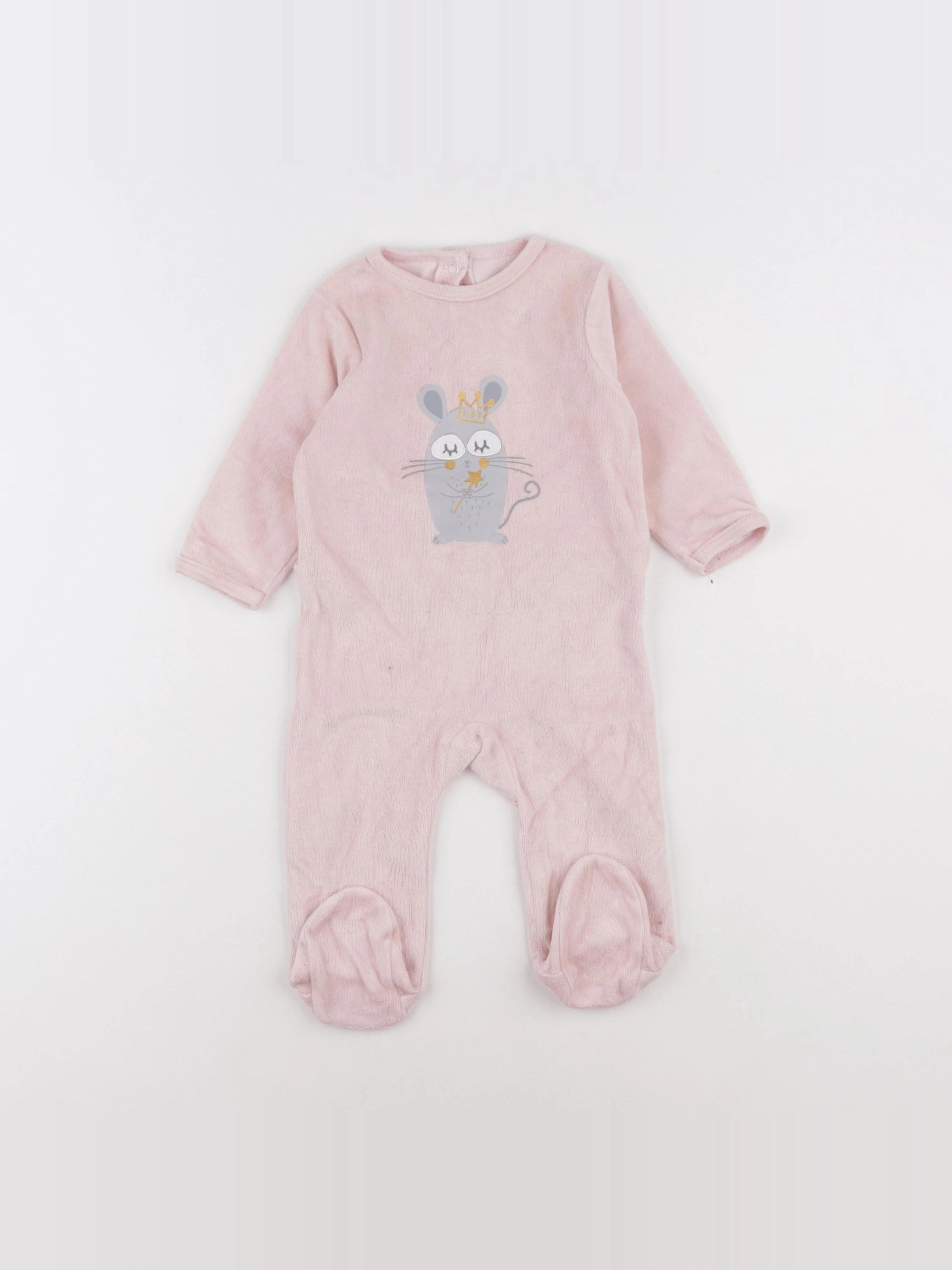 Vertbaudet - pyjama velours rose - 6 mois