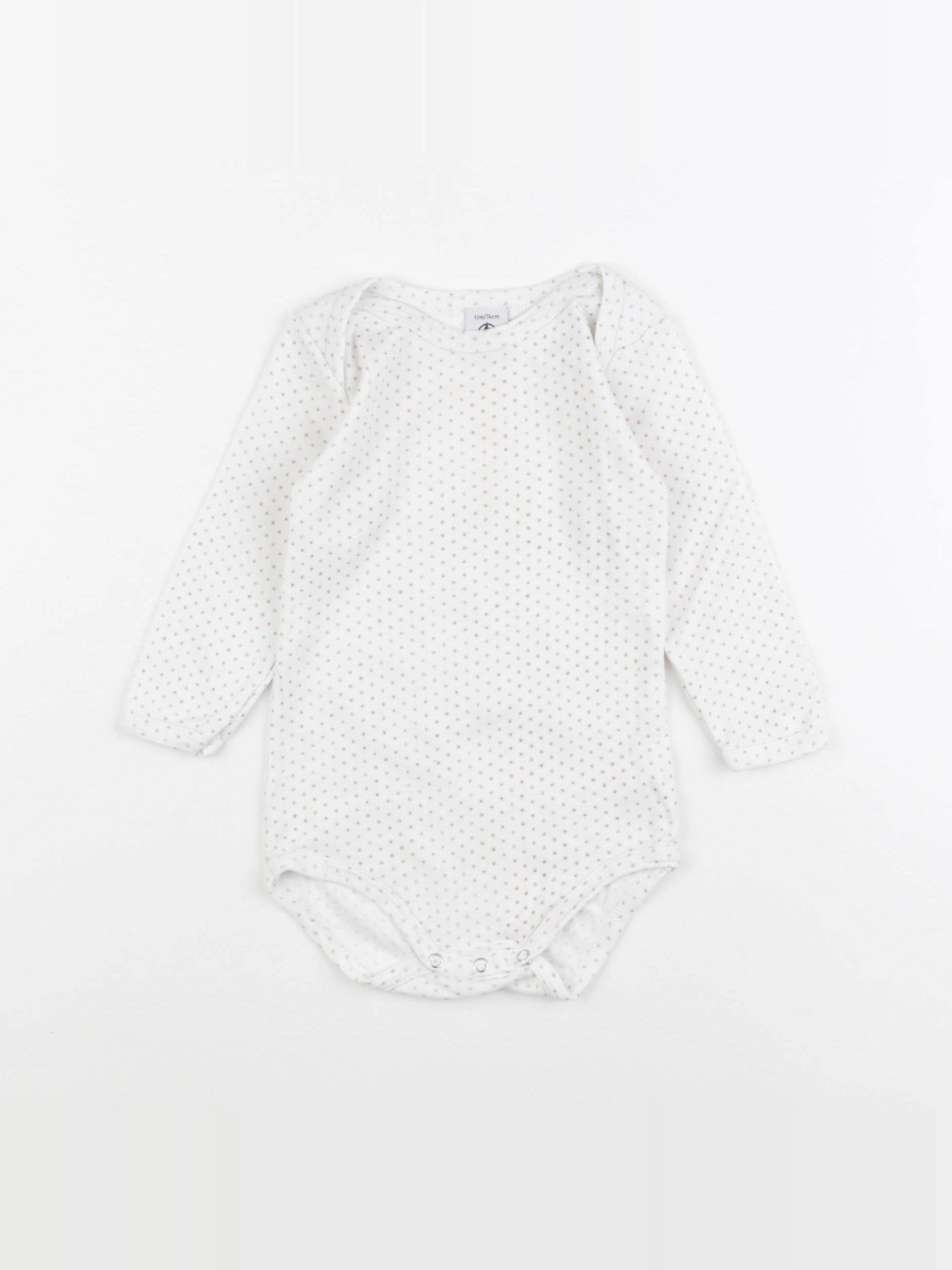 Petit Bateau - body blanc, or - 12 mois