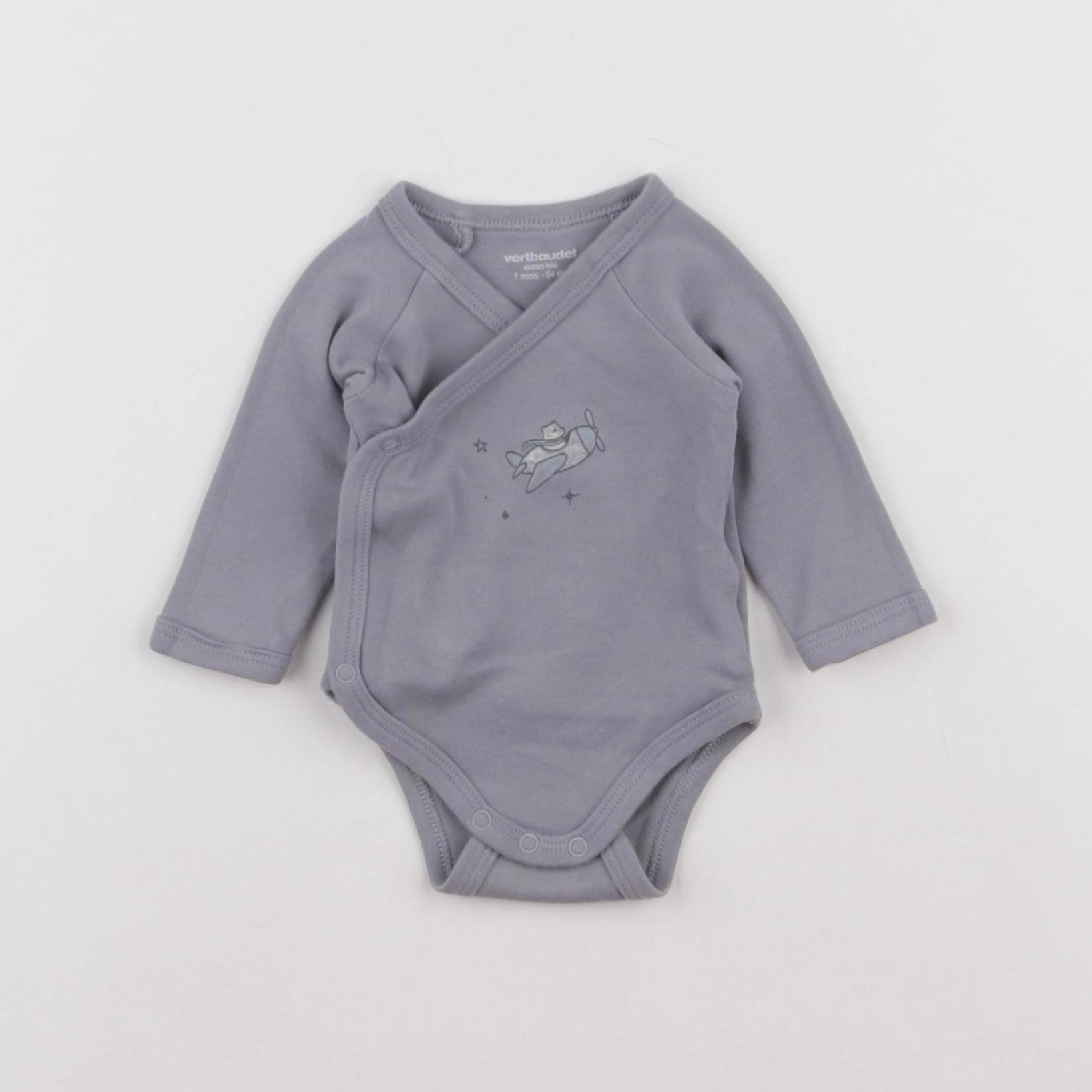 Vertbaudet - body gris - 1 mois