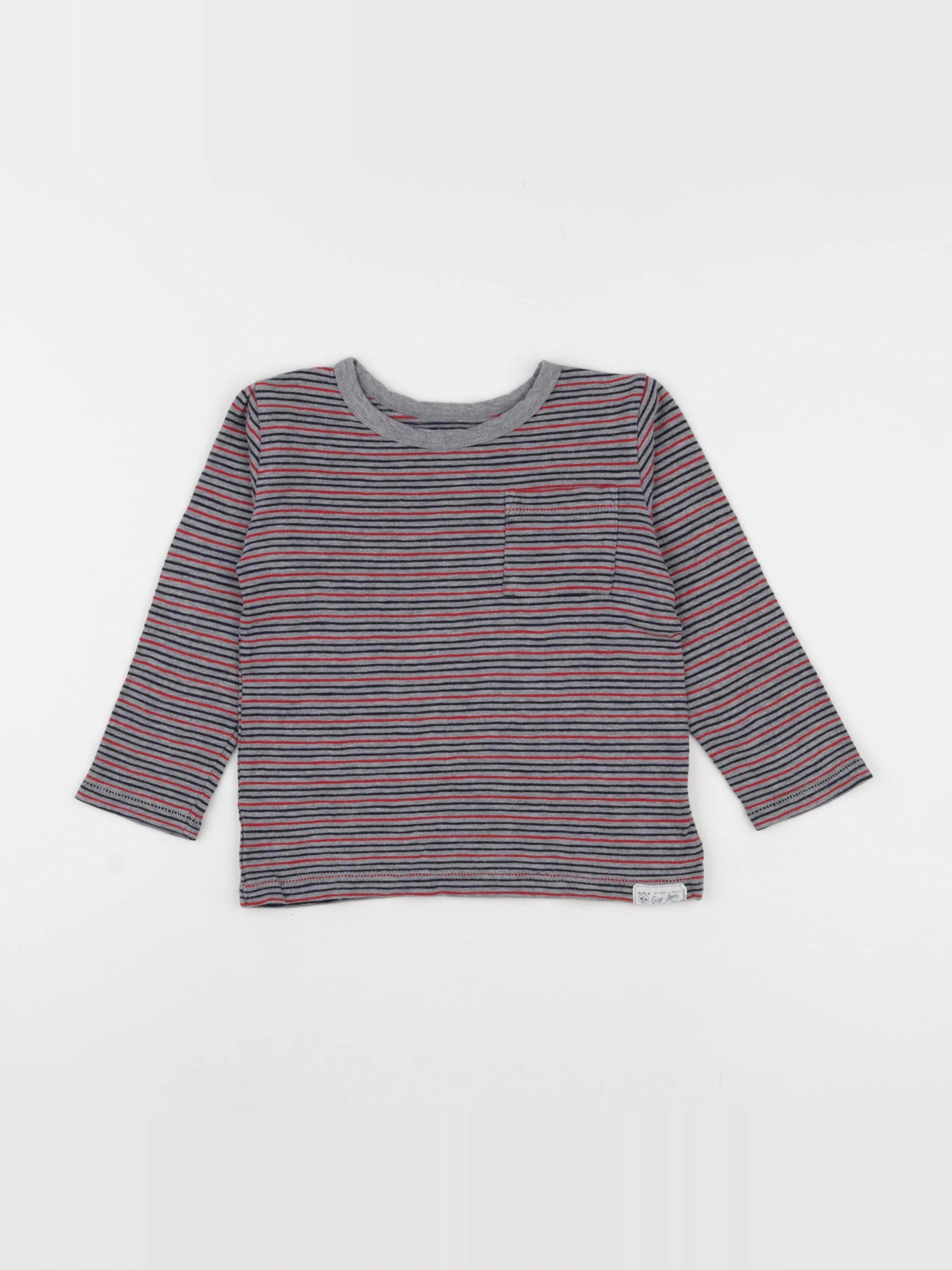 GAP - tee-shirt gris, bleu, rouge - 2 ans