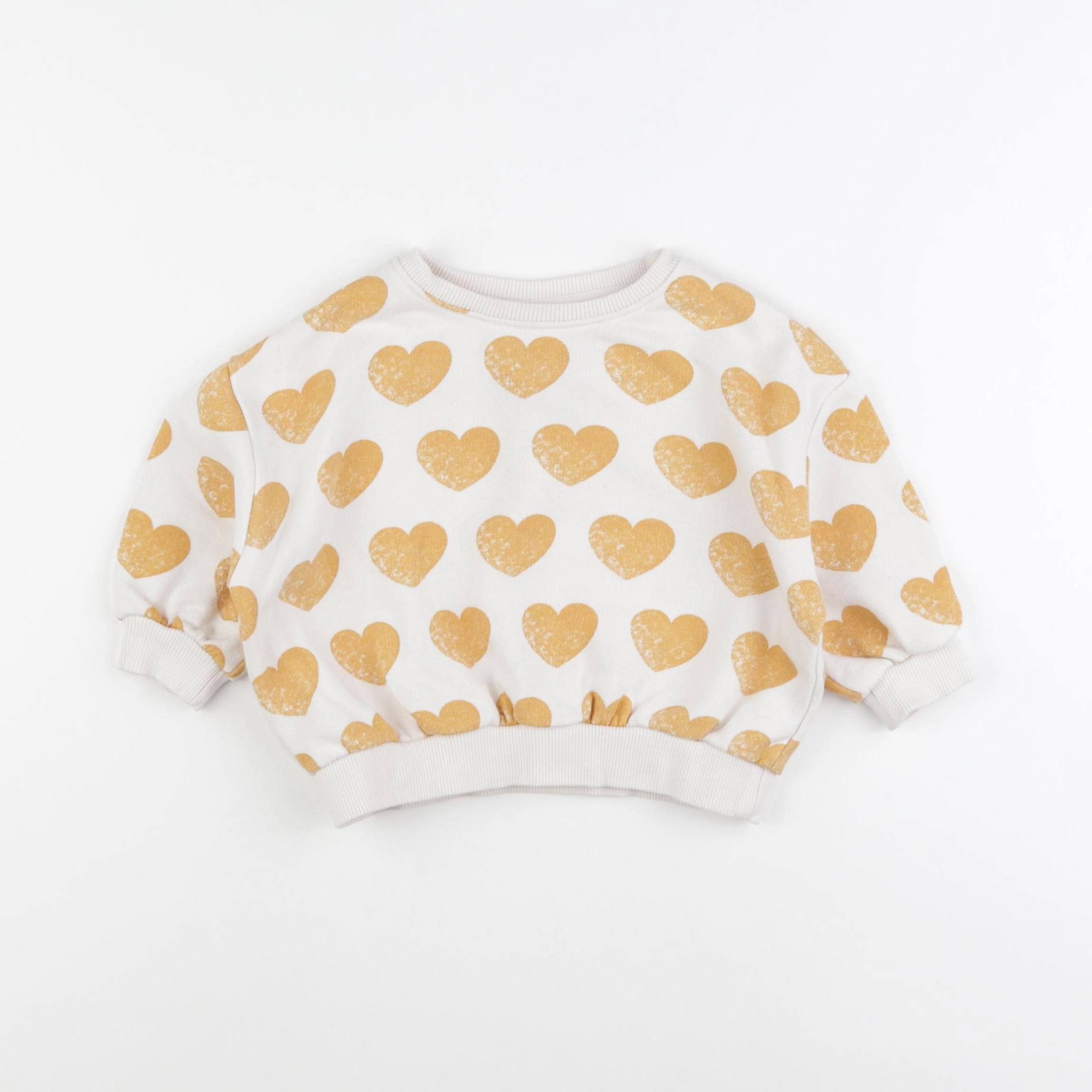 Zara - sweat blanc, jaune - 12/9 mois