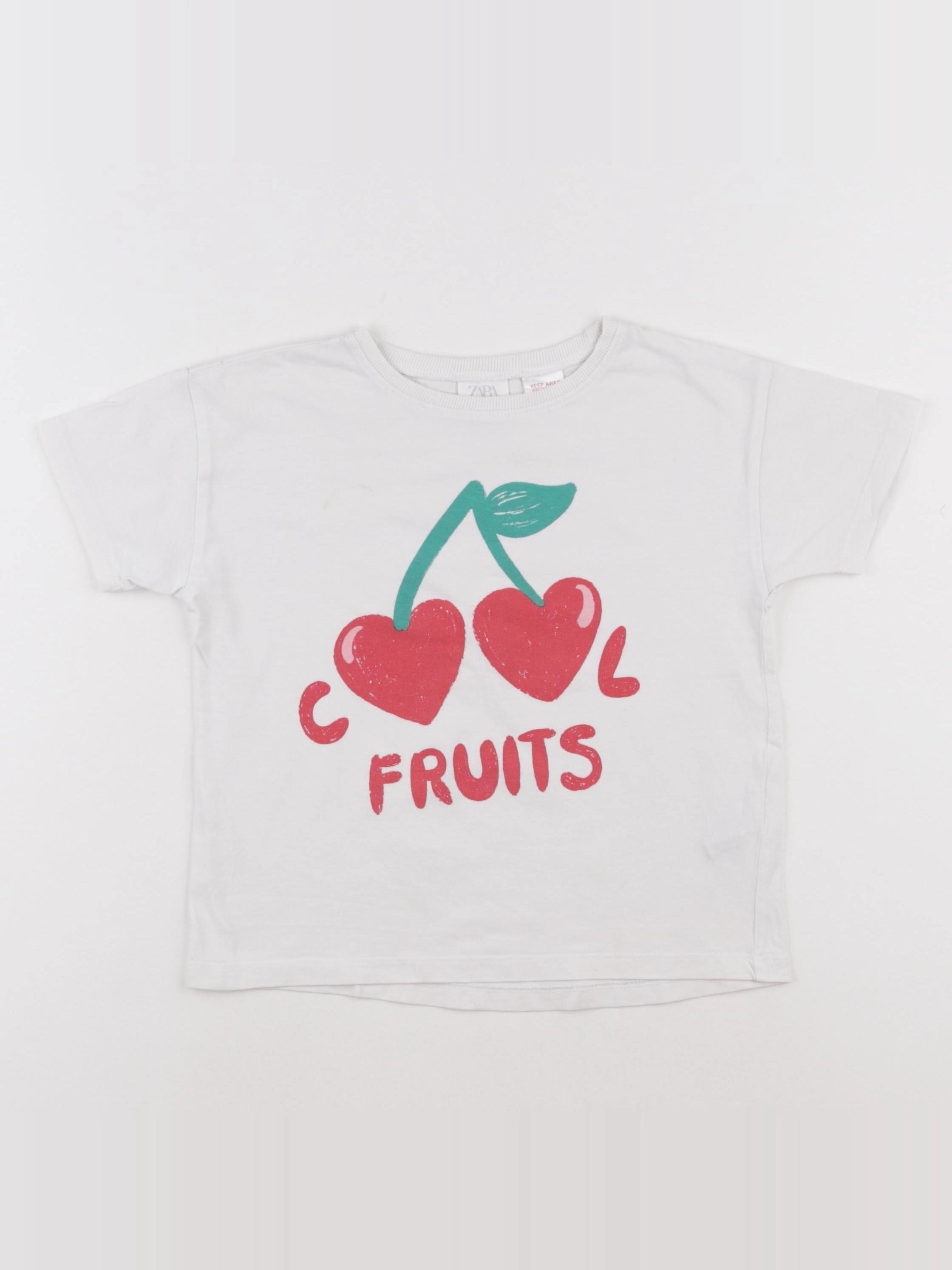Zara - tee-shirt blanc, rouge - 3/4 ans