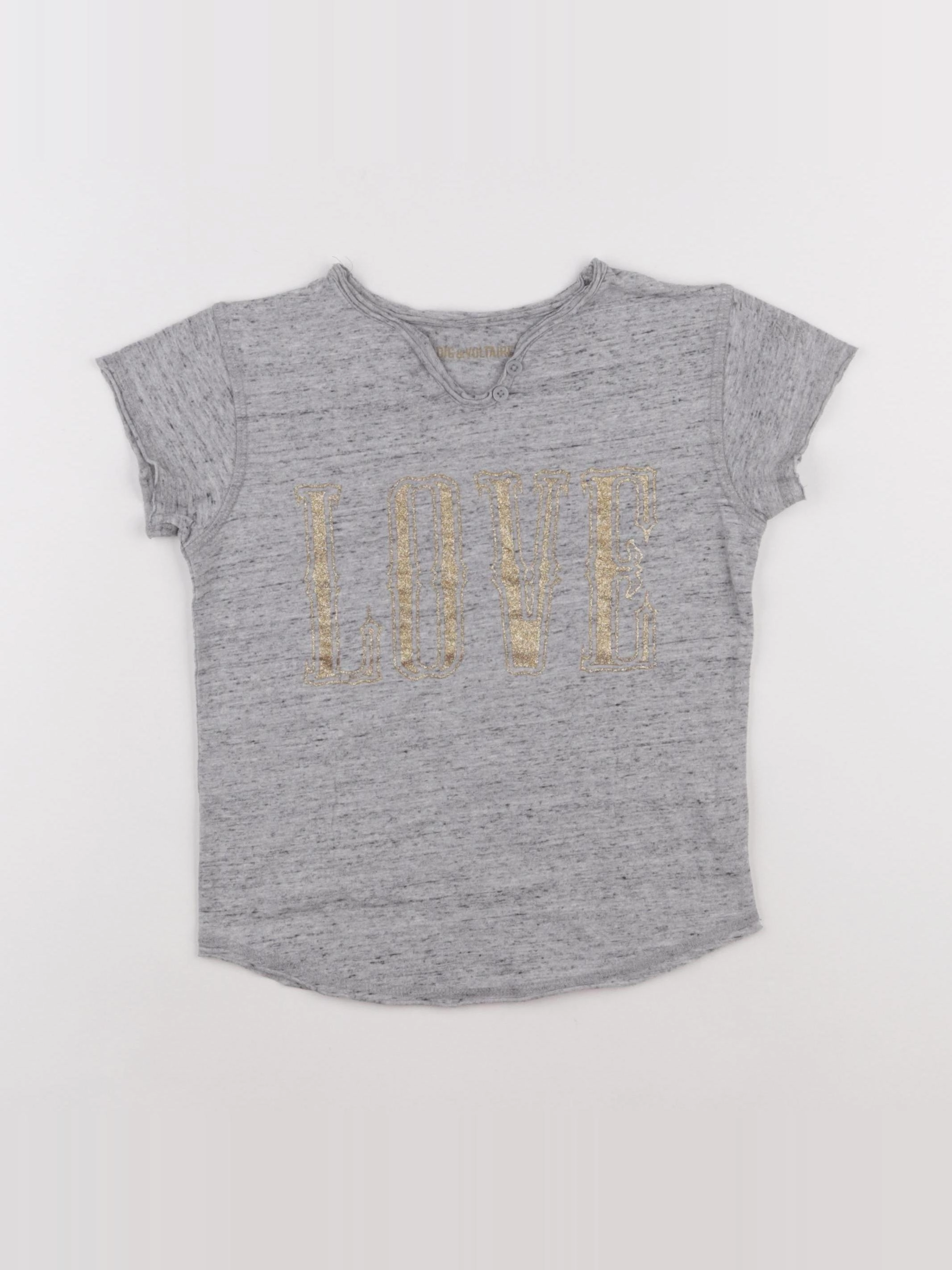 Zadig & Voltaire - tee-shirt gris, or - 6 ans