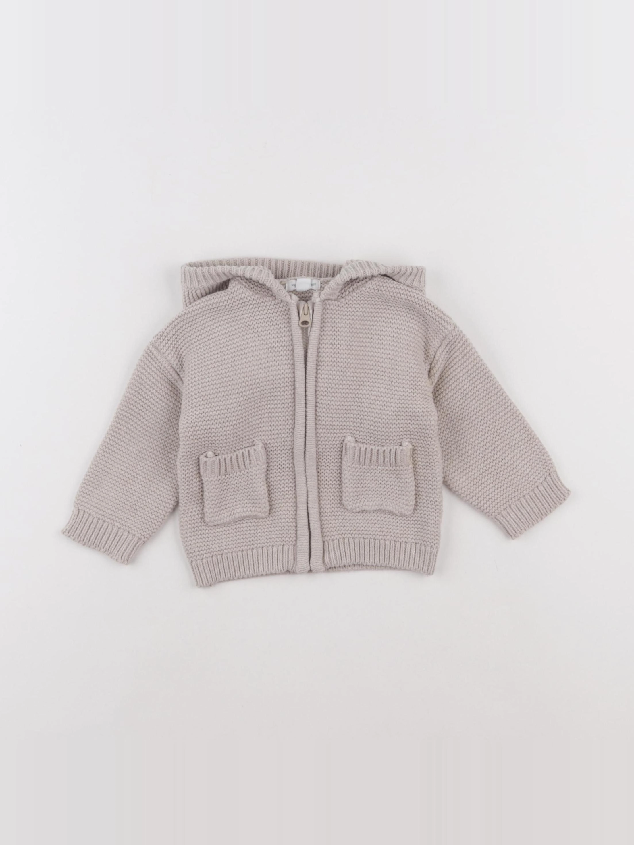 Vertbaudet - gilet beige - 6 mois